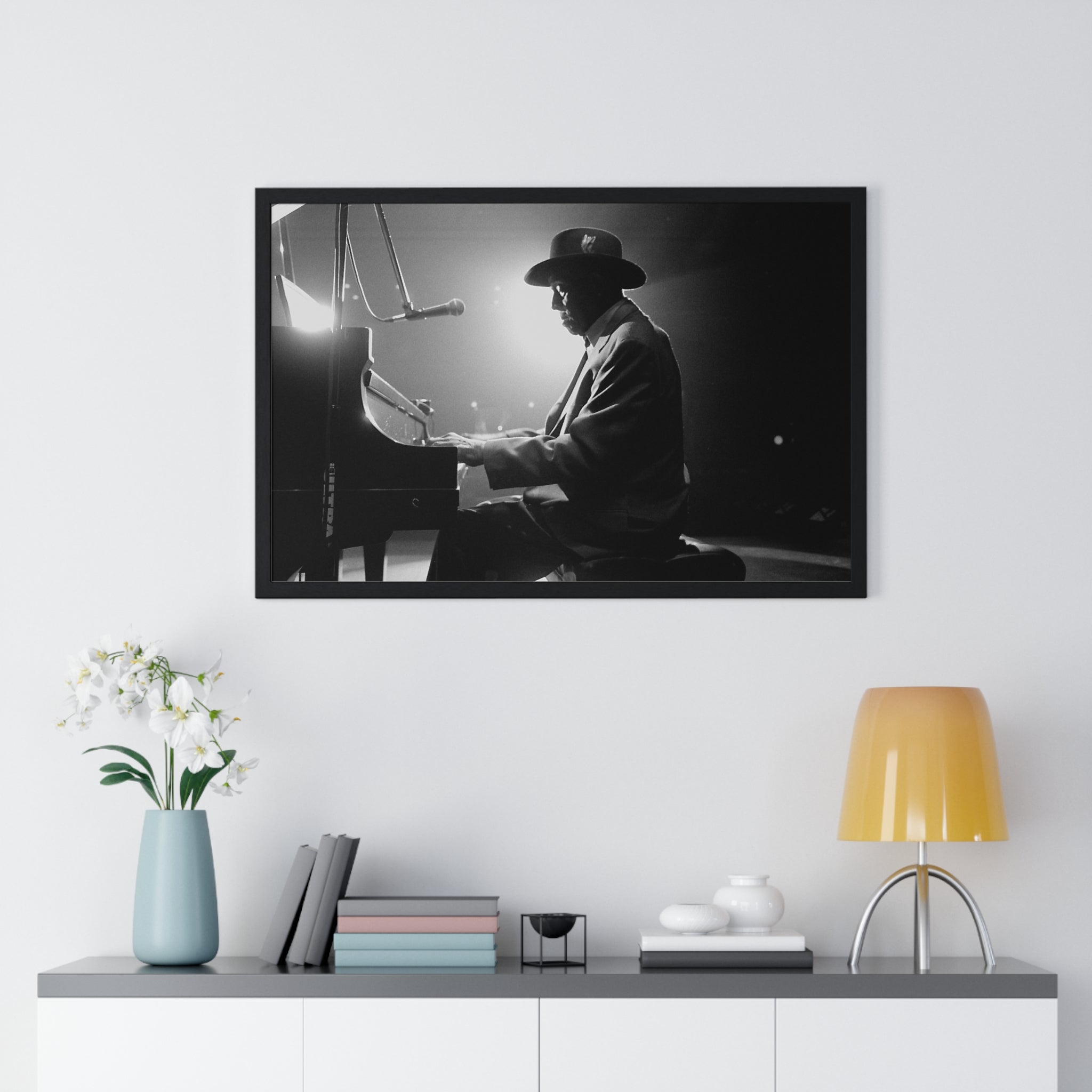 Hall of Fame piano great Johnnie Johnson — Black & White Vintage Music Wall Art