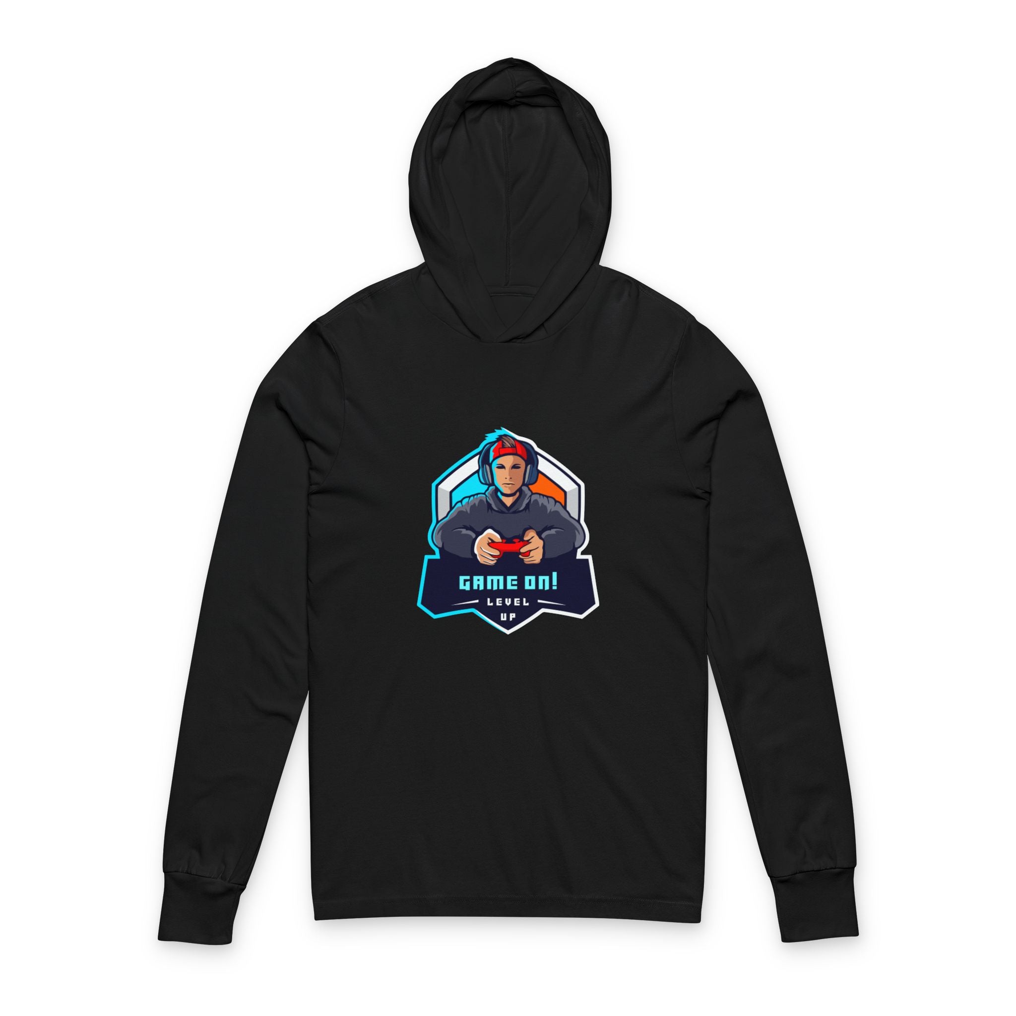 "Game On!" Graphic Gamer Hoodie Long Sleeve Tee