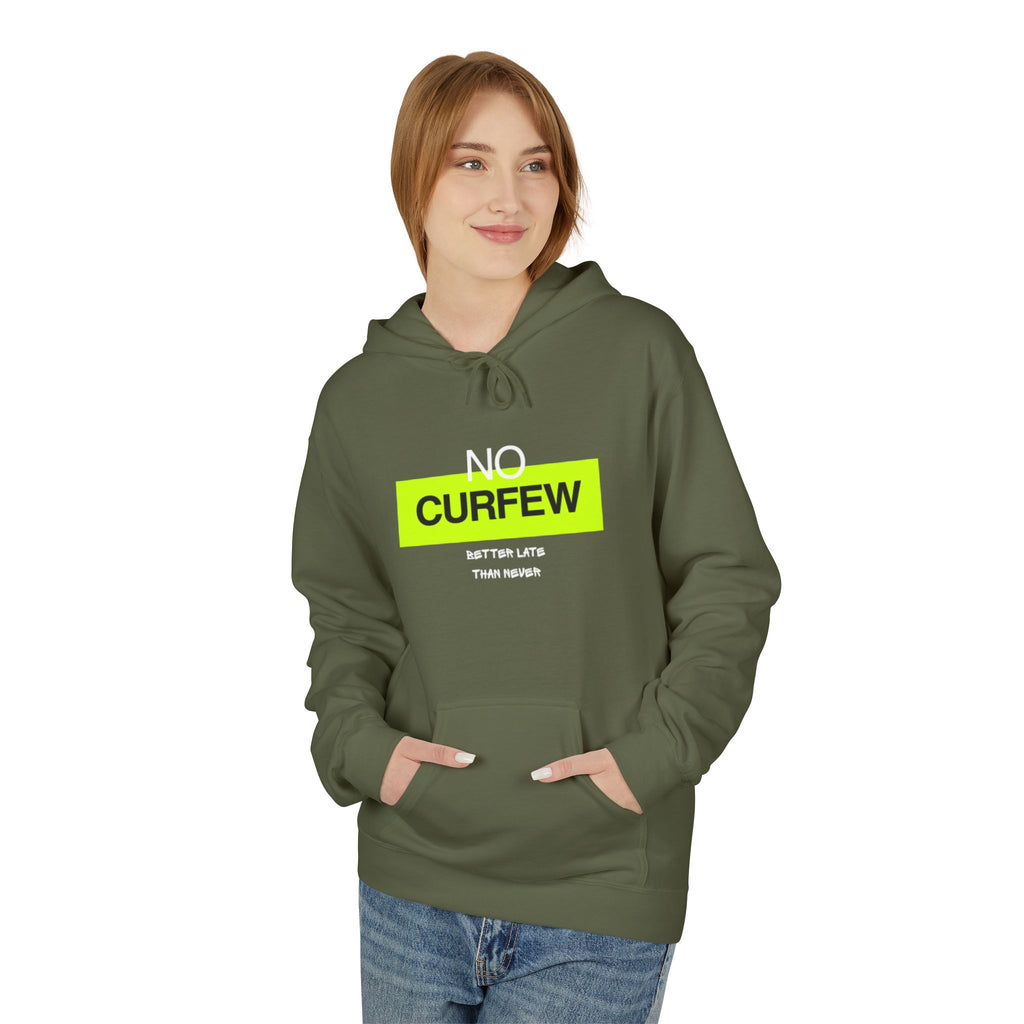 No Curfew Hoodie, Fun Casual Wear, Unisex Fleece Sweatshirt, Perfect Gift for Teens, Relaxed Lounge Apparel, Streetwear Style