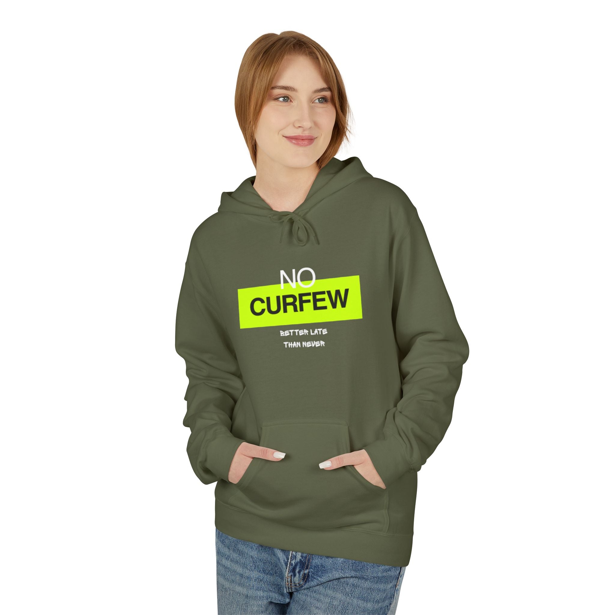 No Curfew Hoodie, Fun Casual Wear, Unisex Fleece Sweatshirt, Perfect Gift for Teens, Relaxed Lounge Apparel, Streetwear Style