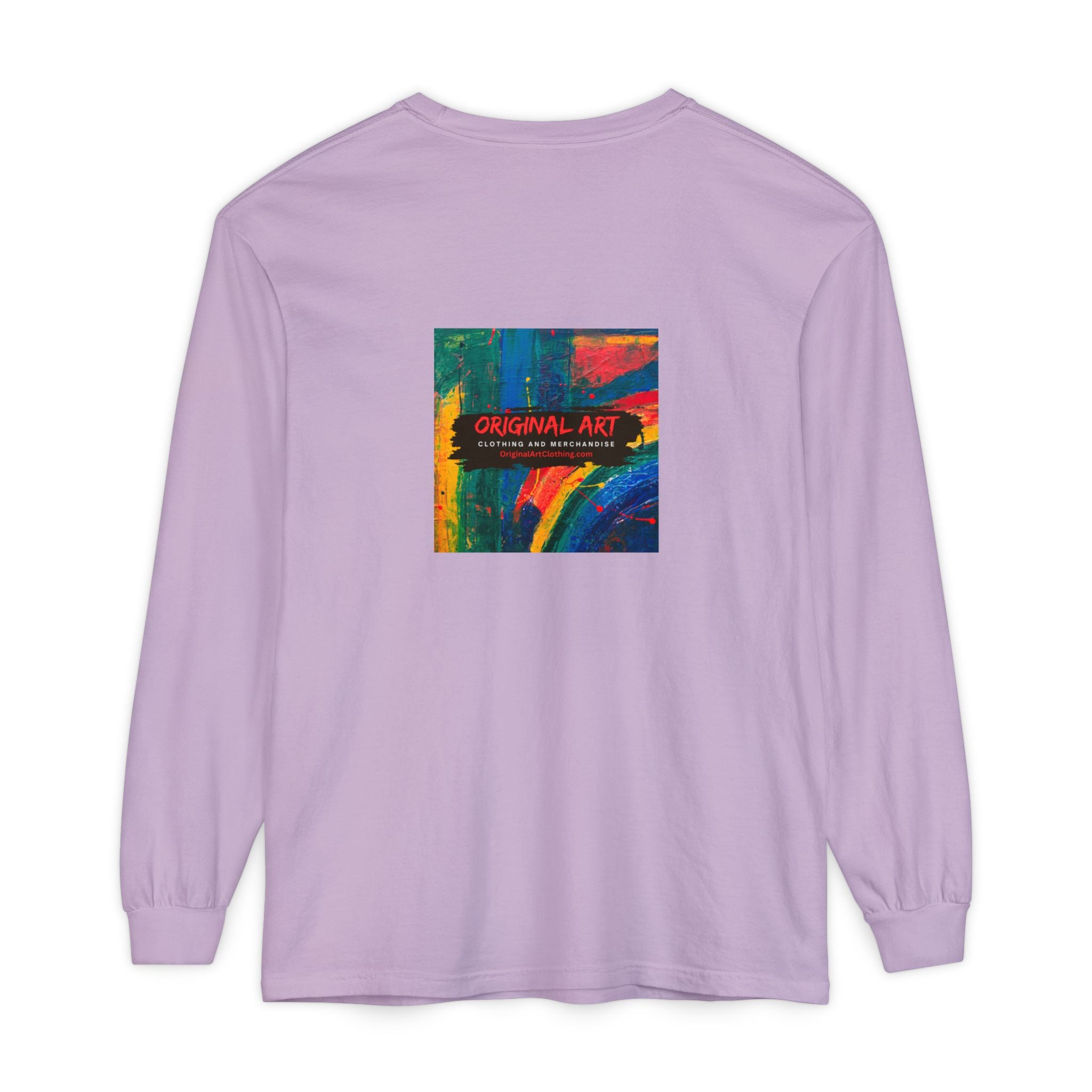 Teacher Long Sleeve T‑Shirt — “I teach. I help small humans become big thinkers.” with Colorful Original Art on Back