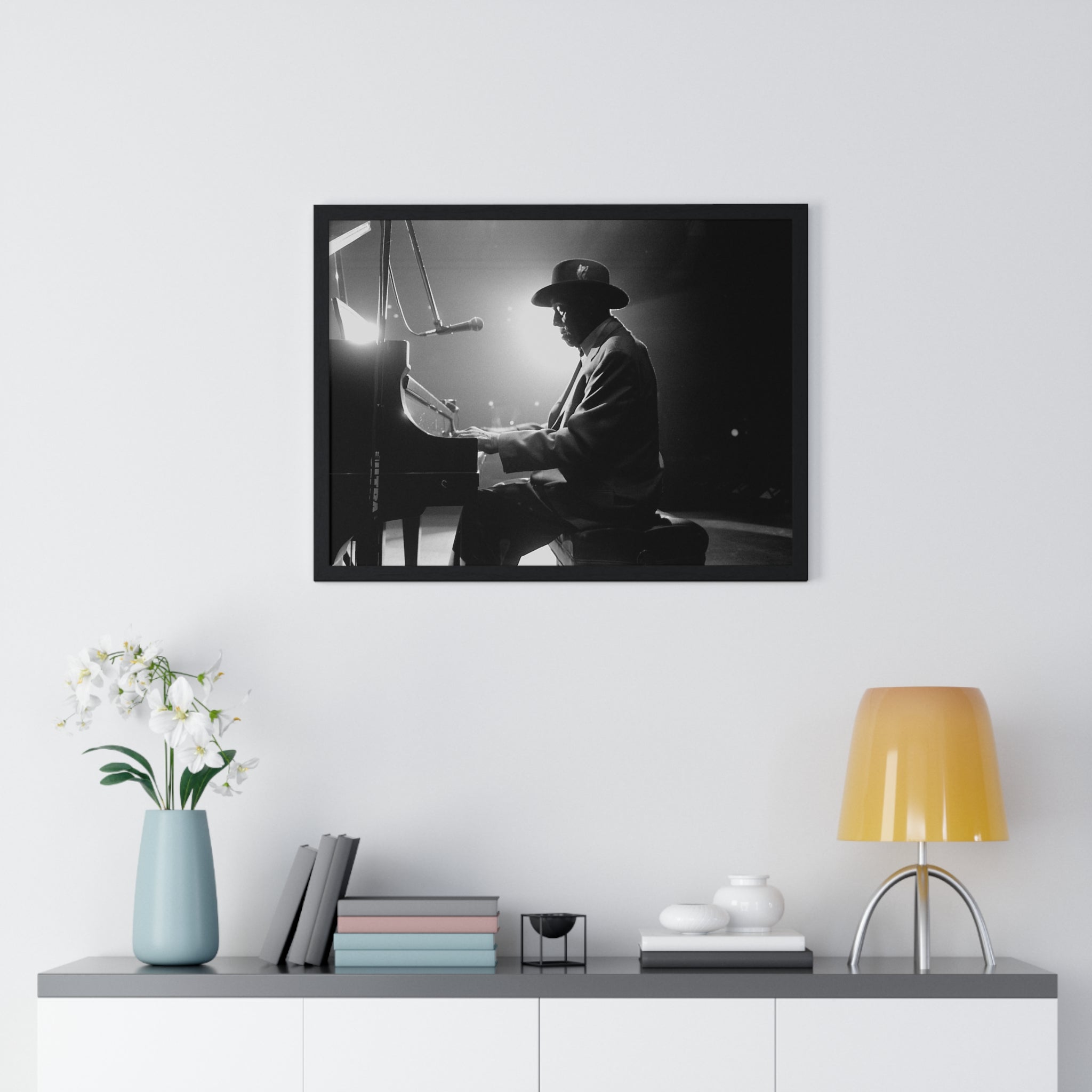 Hall of Fame piano great Johnnie Johnson — Black & White Vintage Music Wall Art