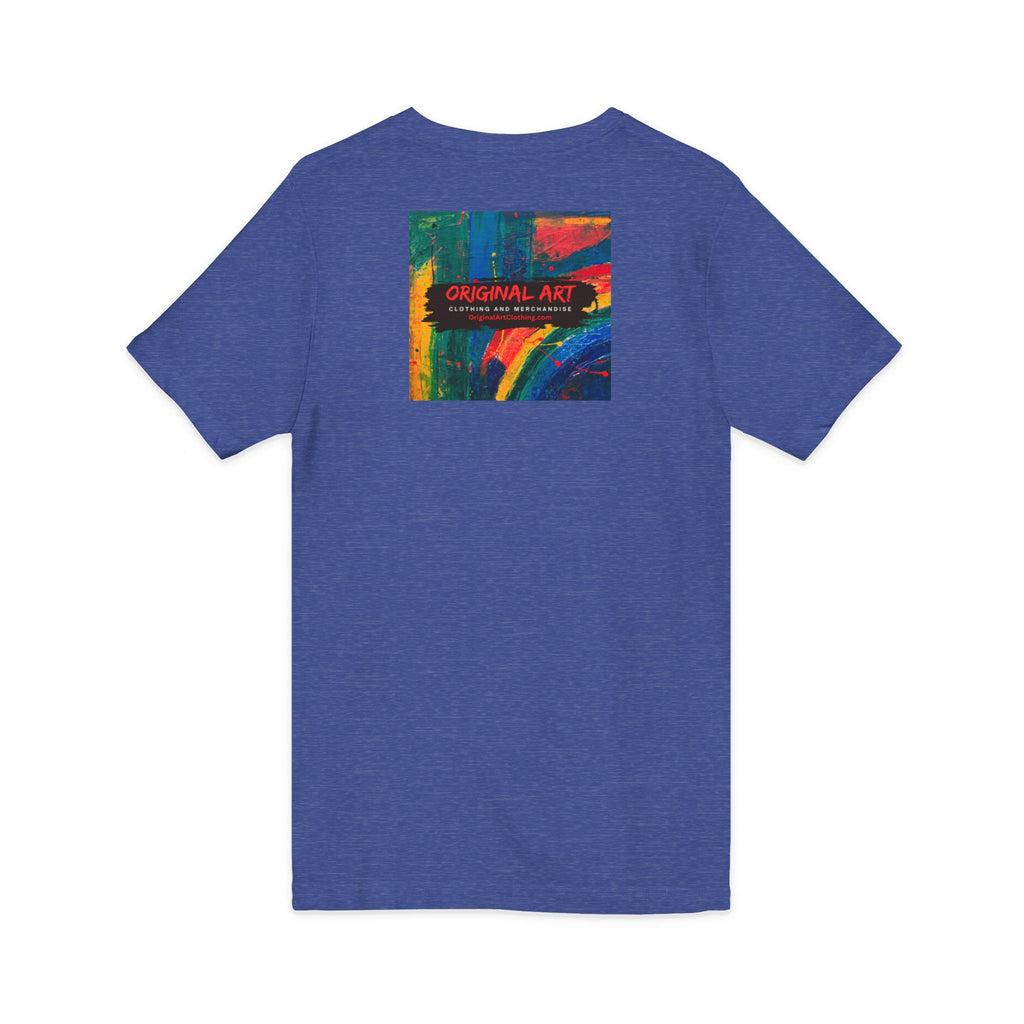 "Fancy" Colorblock V-Neck Tee — 'Fancy' Front Logo & Abstract 'Original Art' Back Print