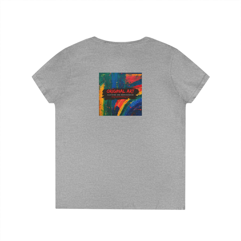 "Fancy" V-Neck Tee — 'Fancy' Cute Rainbow Graphic