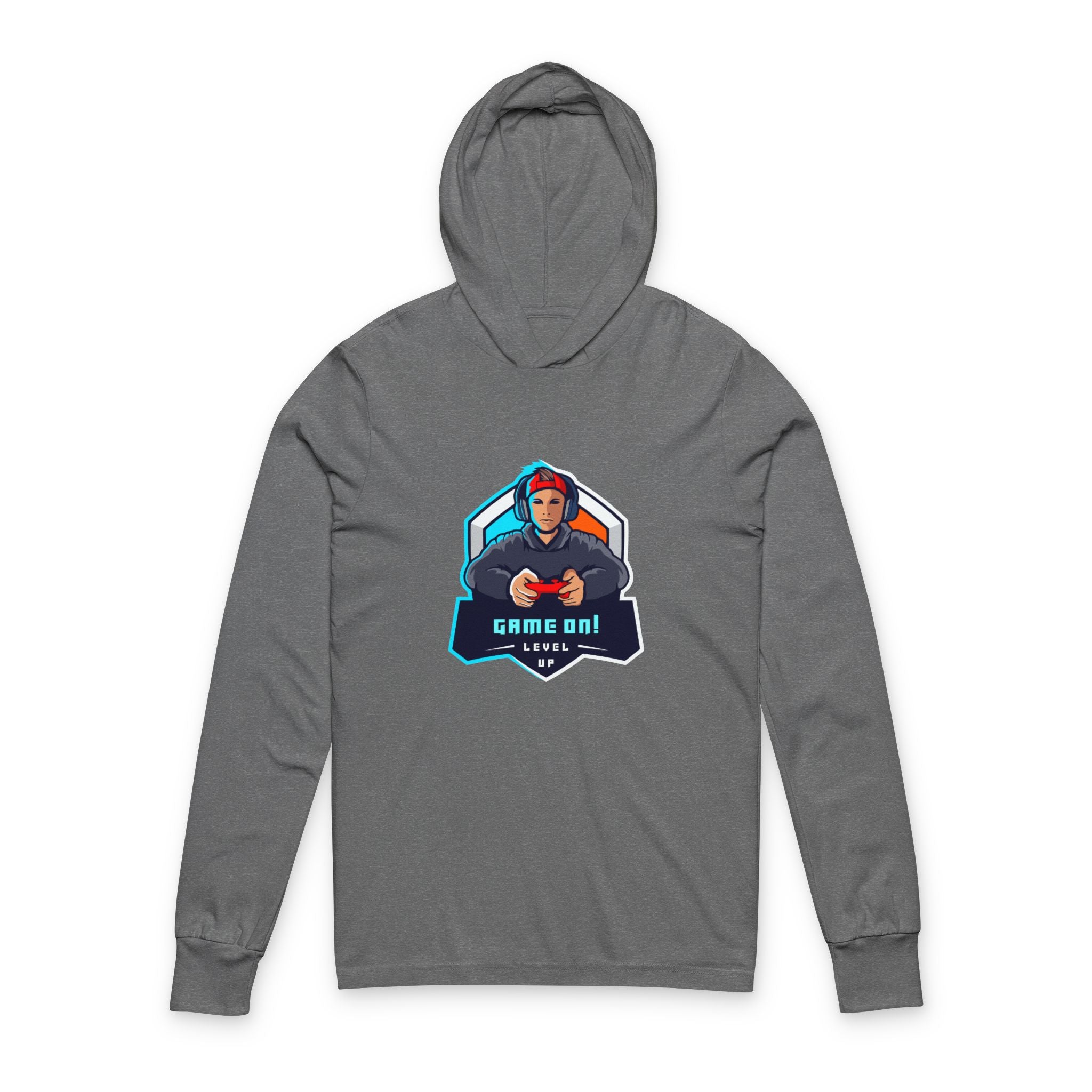 "Game On!" Graphic Gamer Hoodie Long Sleeve Tee