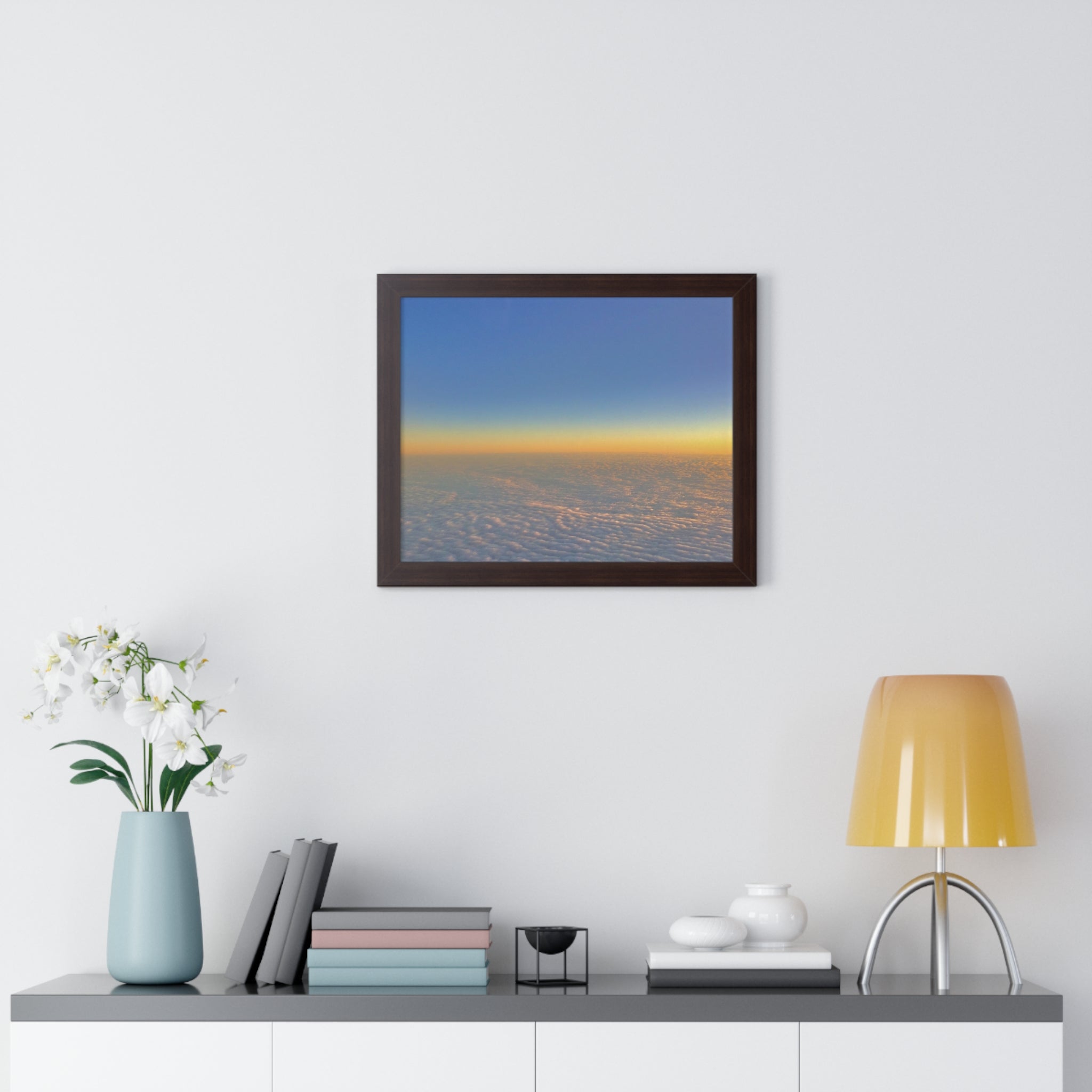 Sunset Over Clouds Framed Horizontal Poster