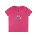 "Fancy" V-Neck Tee — 'Fancy' Cute Rainbow Graphic
