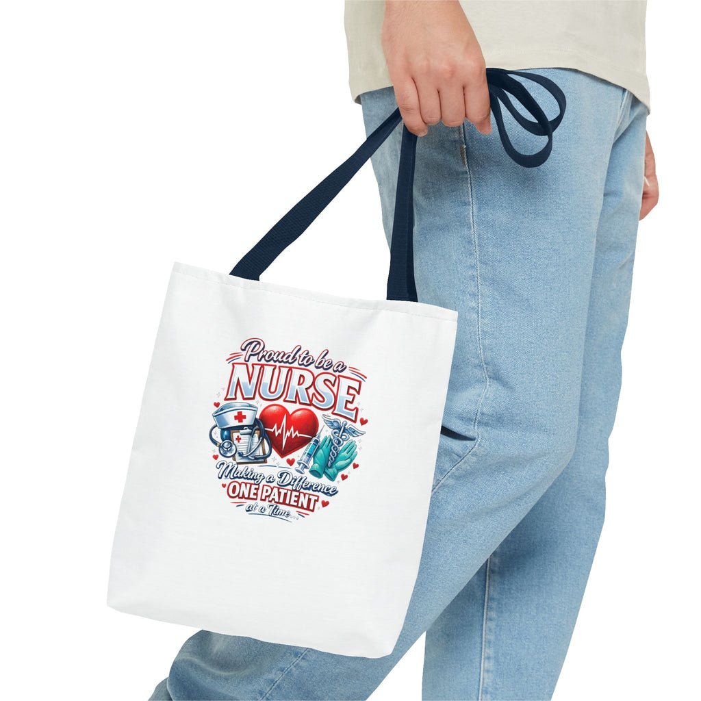 Nurse Tote Bag - "Proud to be a Nurse" Medical Heartbeat Design