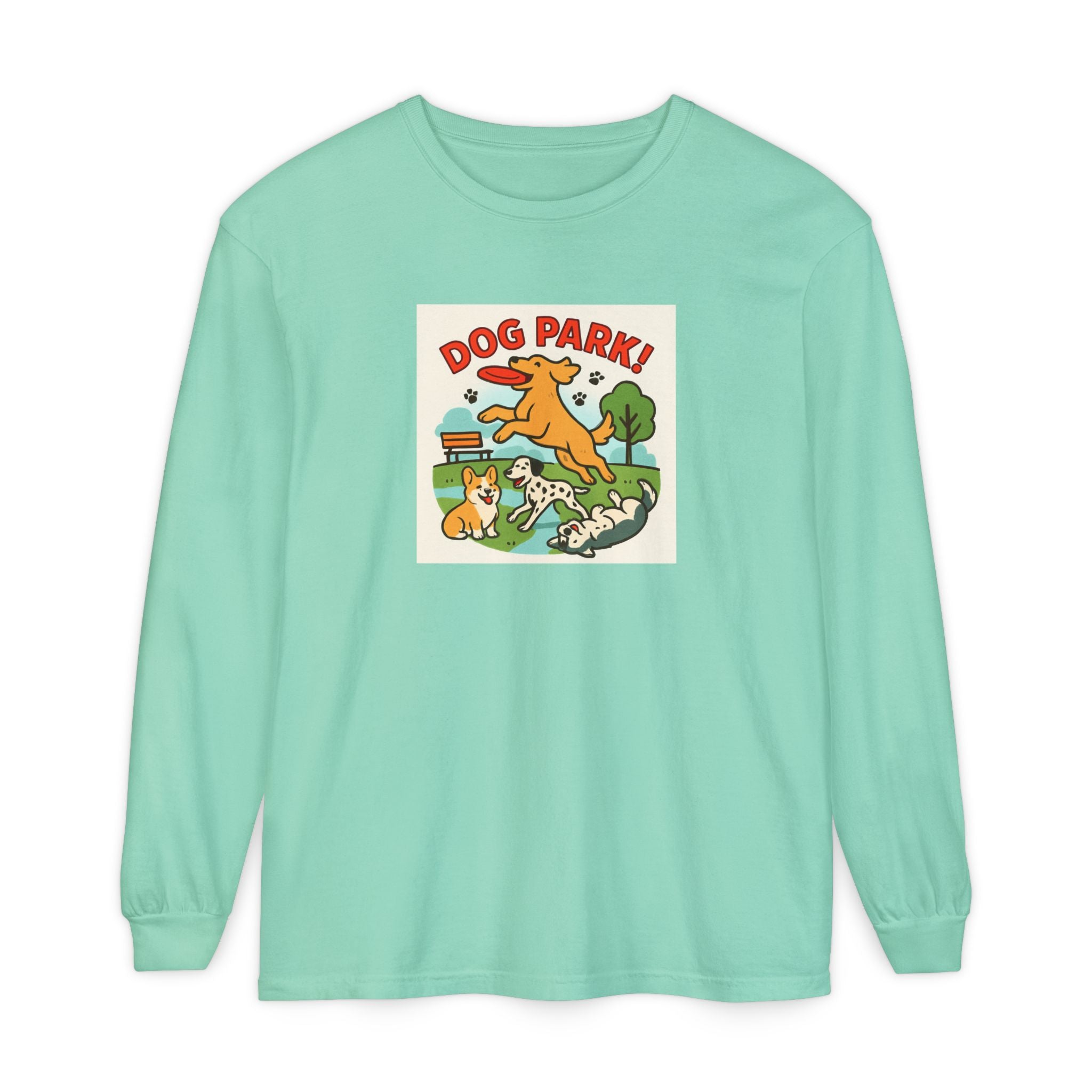 Dog Park Unisex Garment-dyed Long Sleeve T-Shirt