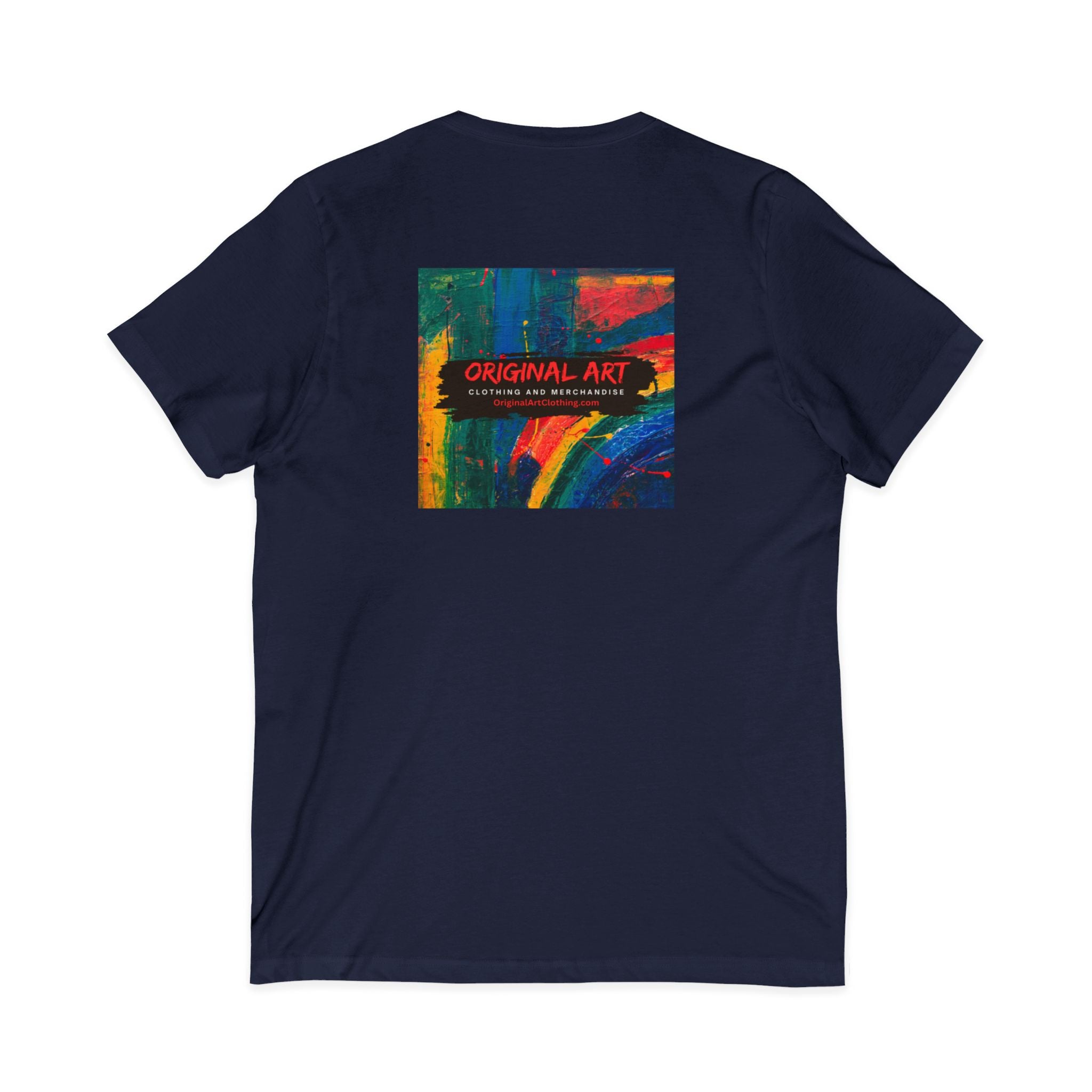 'Fancy" Colorful V-Neck Tee — 'Fancy' Front Script & Original Art Back