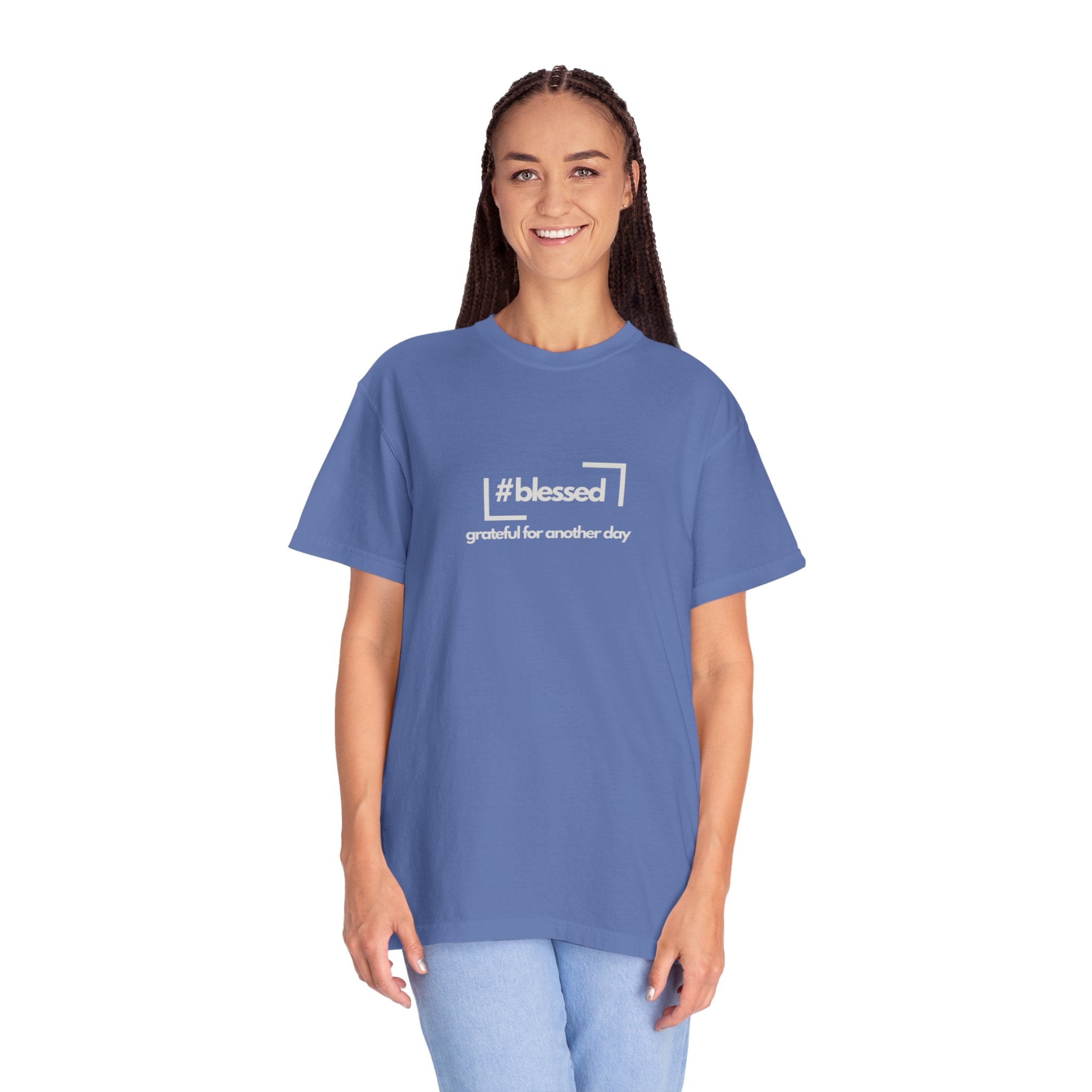 Blessed Hashtag T-Shirt — "#blessed grateful for another day" Casual Graphic Tee