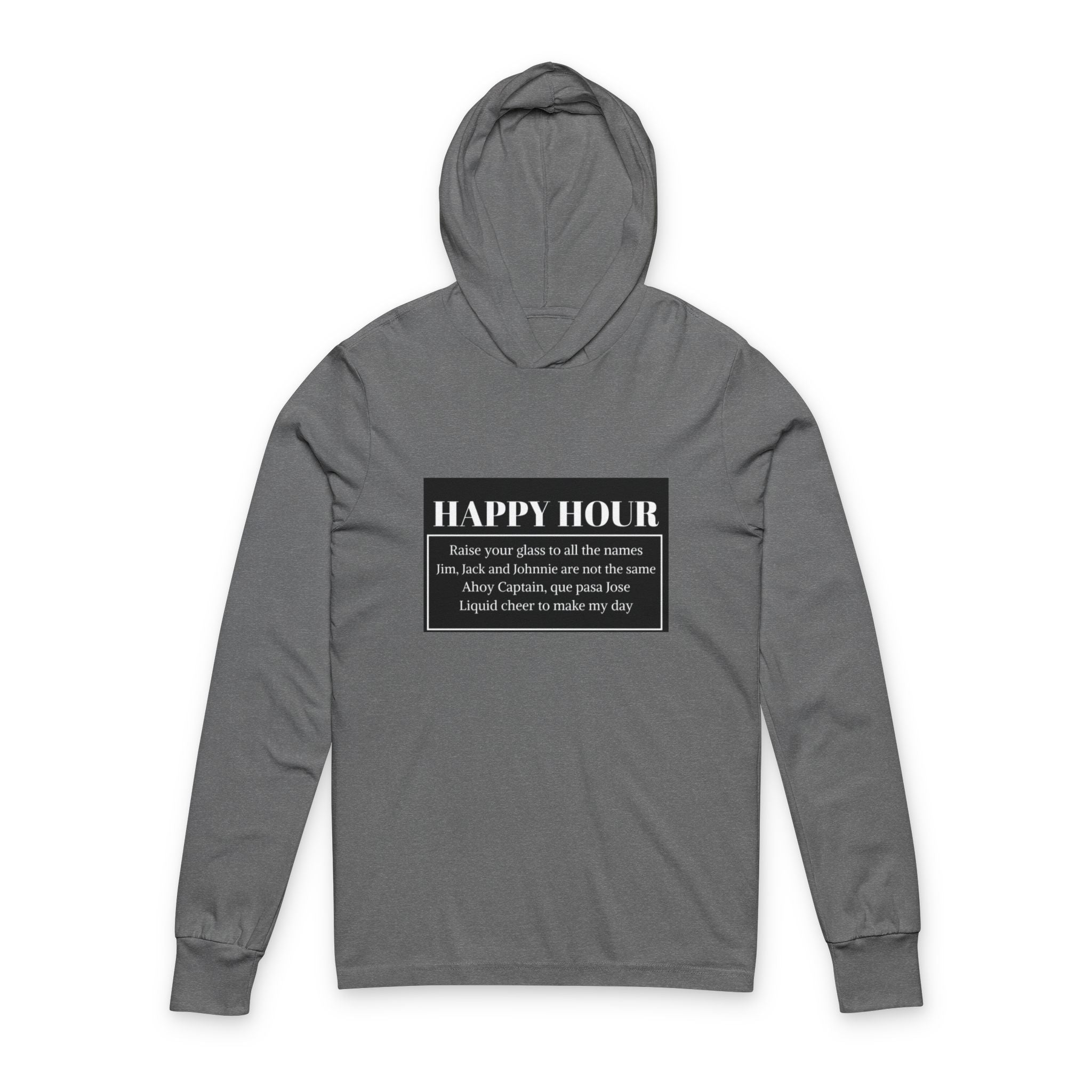 Happy Hour Hooded Long Sleeve Tee – 'Original Art' Graphic Comfort