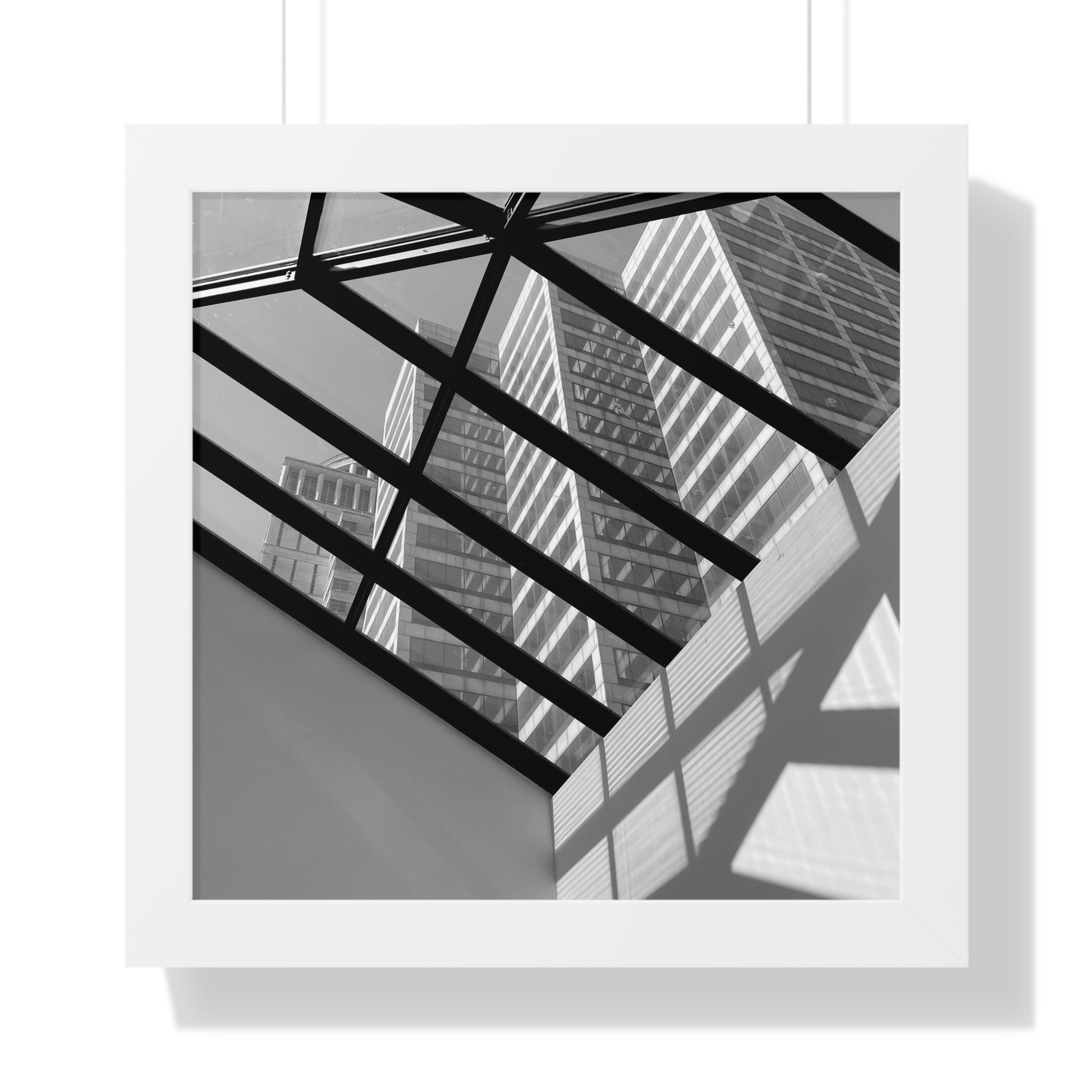 Monochrome Architectural Shadows Print Framed Vertical Poster —