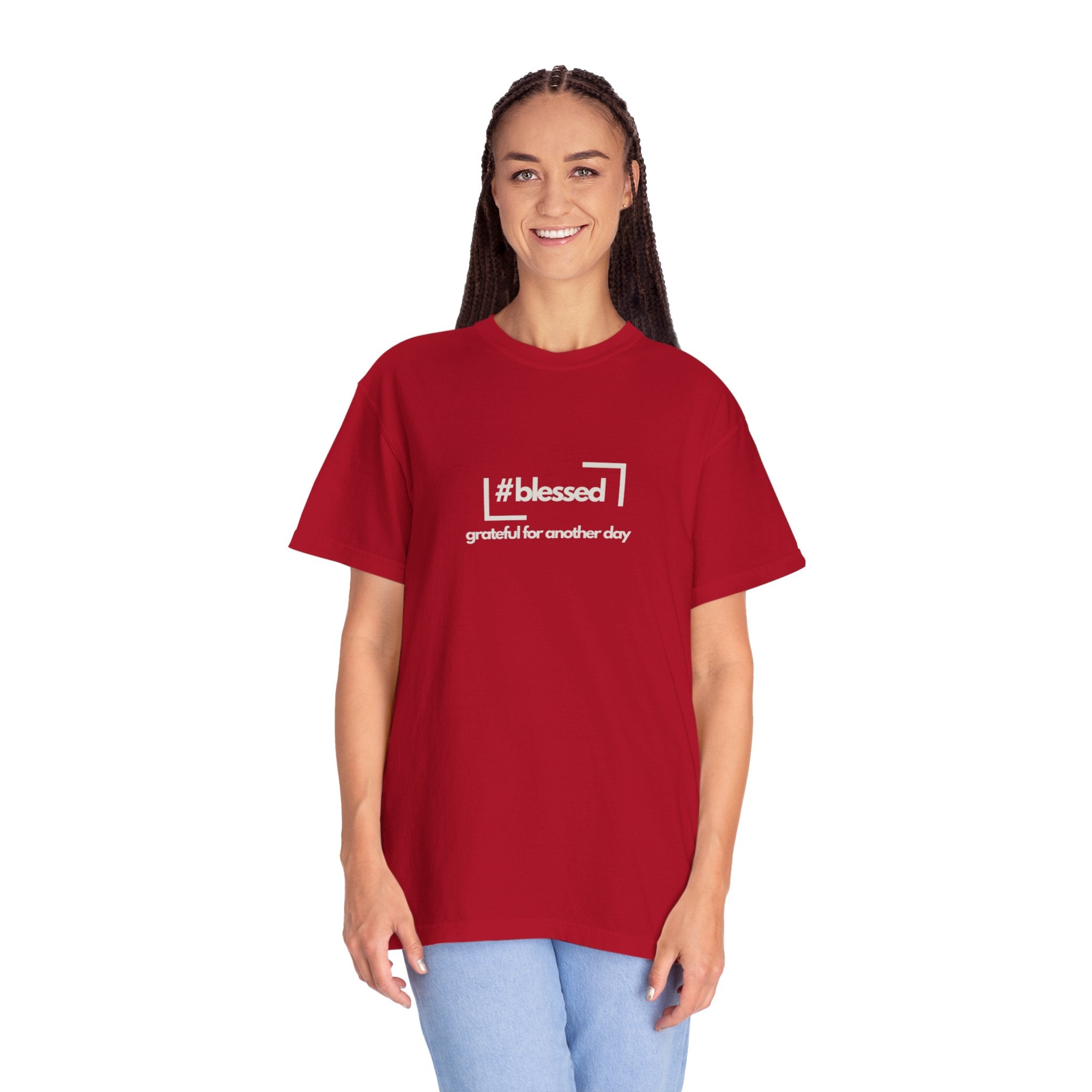 Blessed Hashtag T-Shirt — "#blessed grateful for another day" Casual Graphic Tee