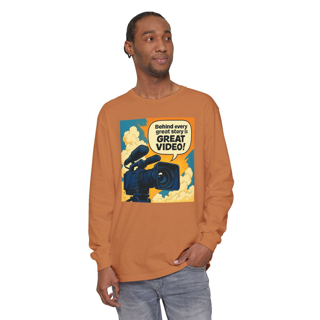 TV News Videographer  Long Sleeve T-Shirt, Great Video Gift, Media Production Apparel, Perfect for Filmmakers, Storyteller Style