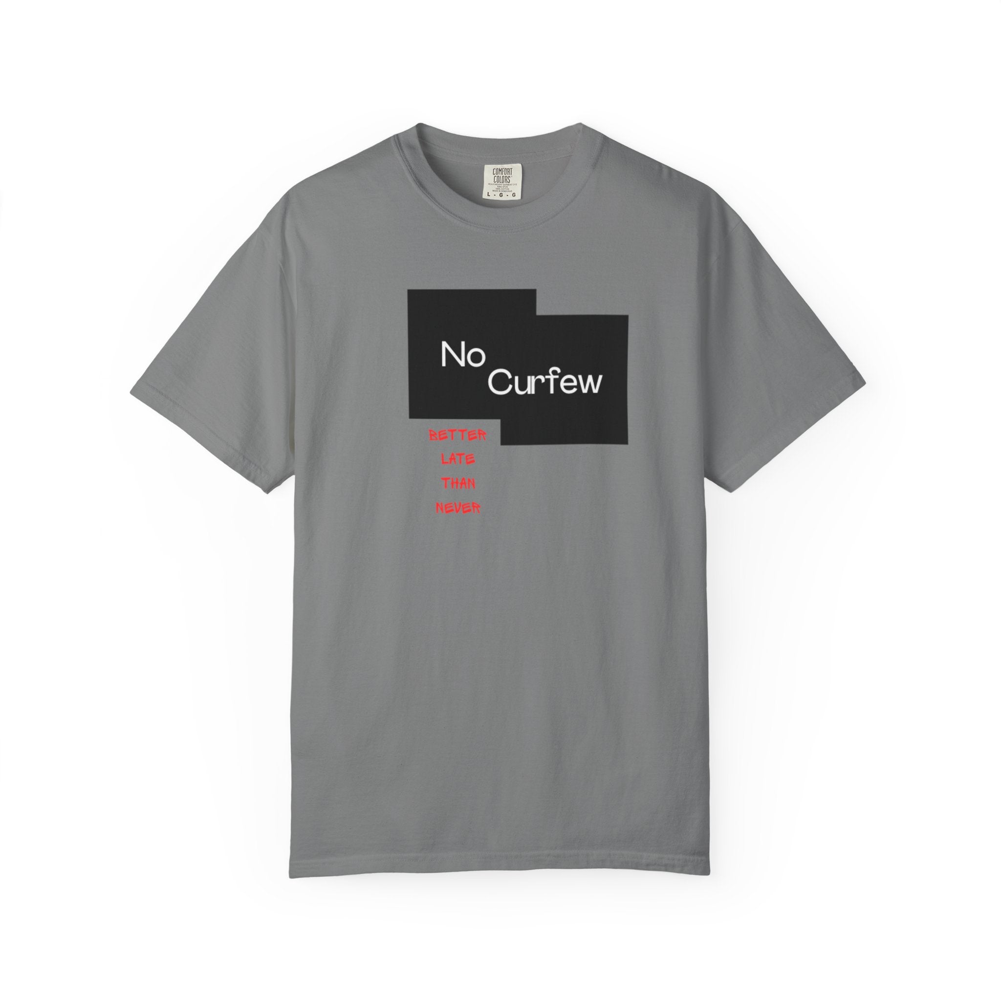 No Curfew Unisex Garment-Dyed T-shirt | Ideal for Teens, Casual Wear, Gifts, Parties, Summer Events