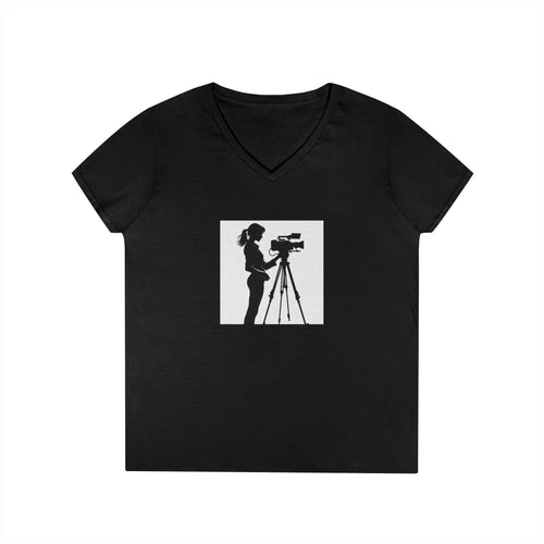 "Behind Every Great Story is Great Video "Camerawoman V-Neck Tee