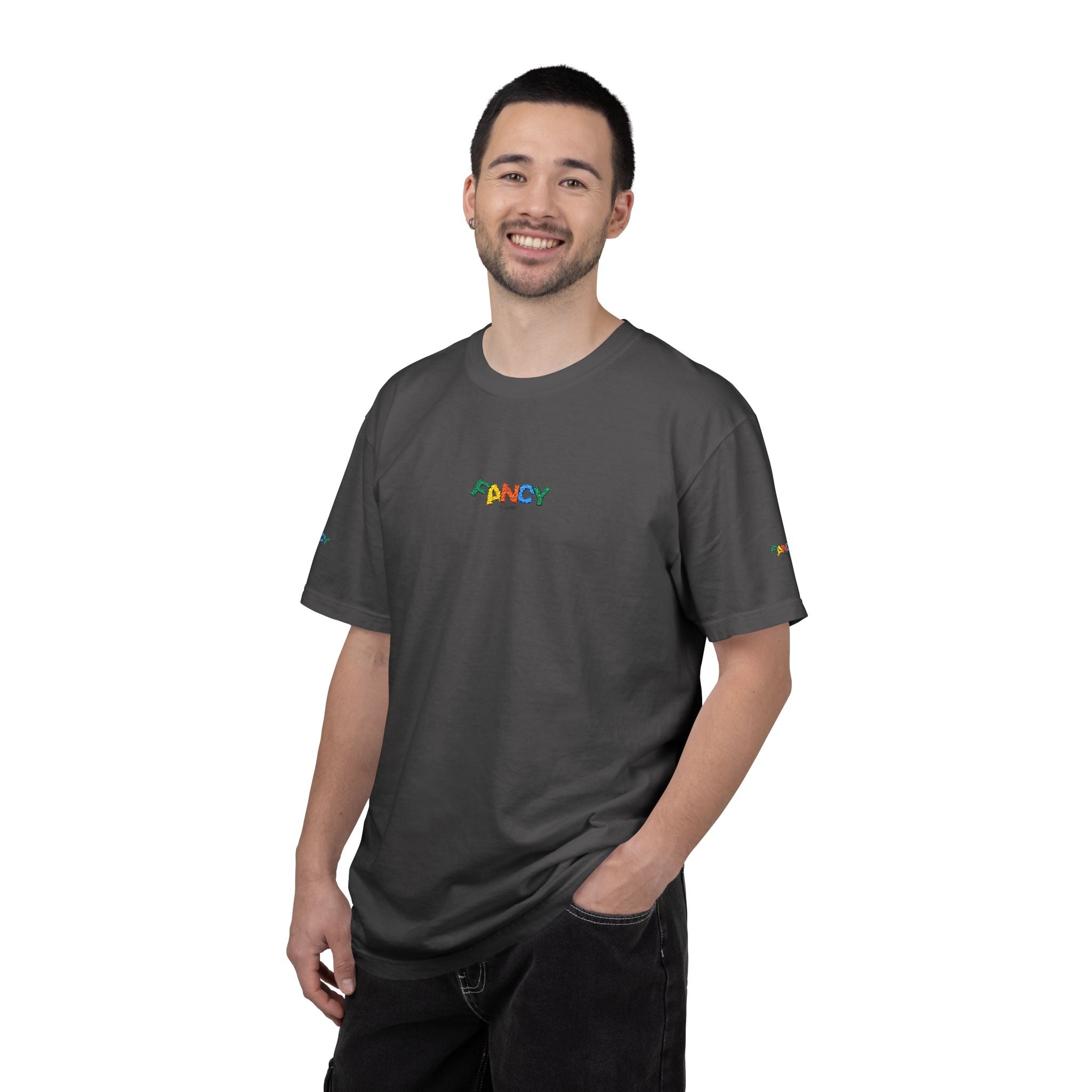 "Fancy" Colorful Logo T-Shirt — Small Chest & Sleeve Graphic
