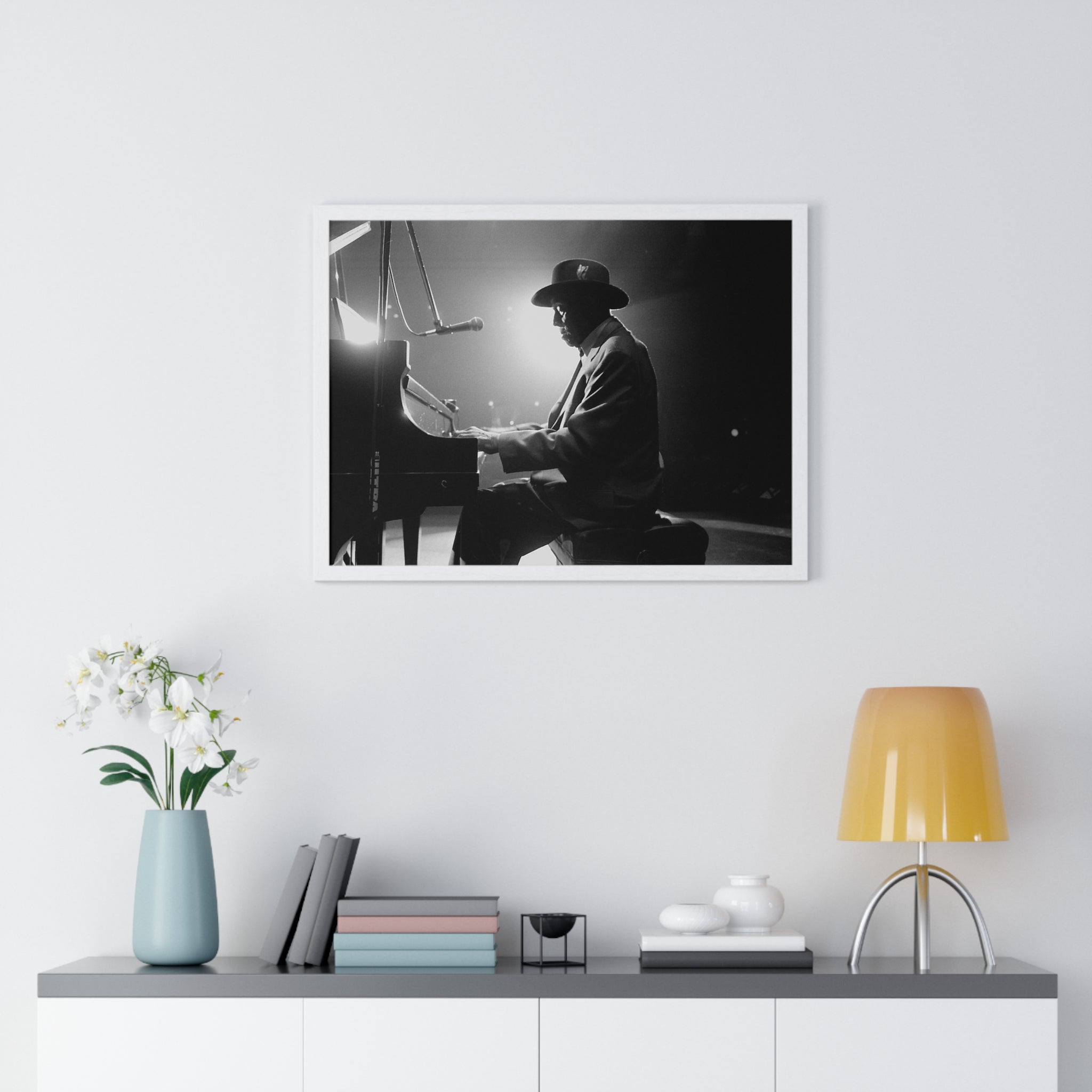 Hall of Fame piano great Johnnie Johnson — Black & White Vintage Music Wall Art