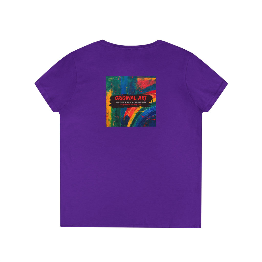 Live Music Is My Jam Ladies' V-Neck T-Shirt — Colorful 'Original Art' Back Print