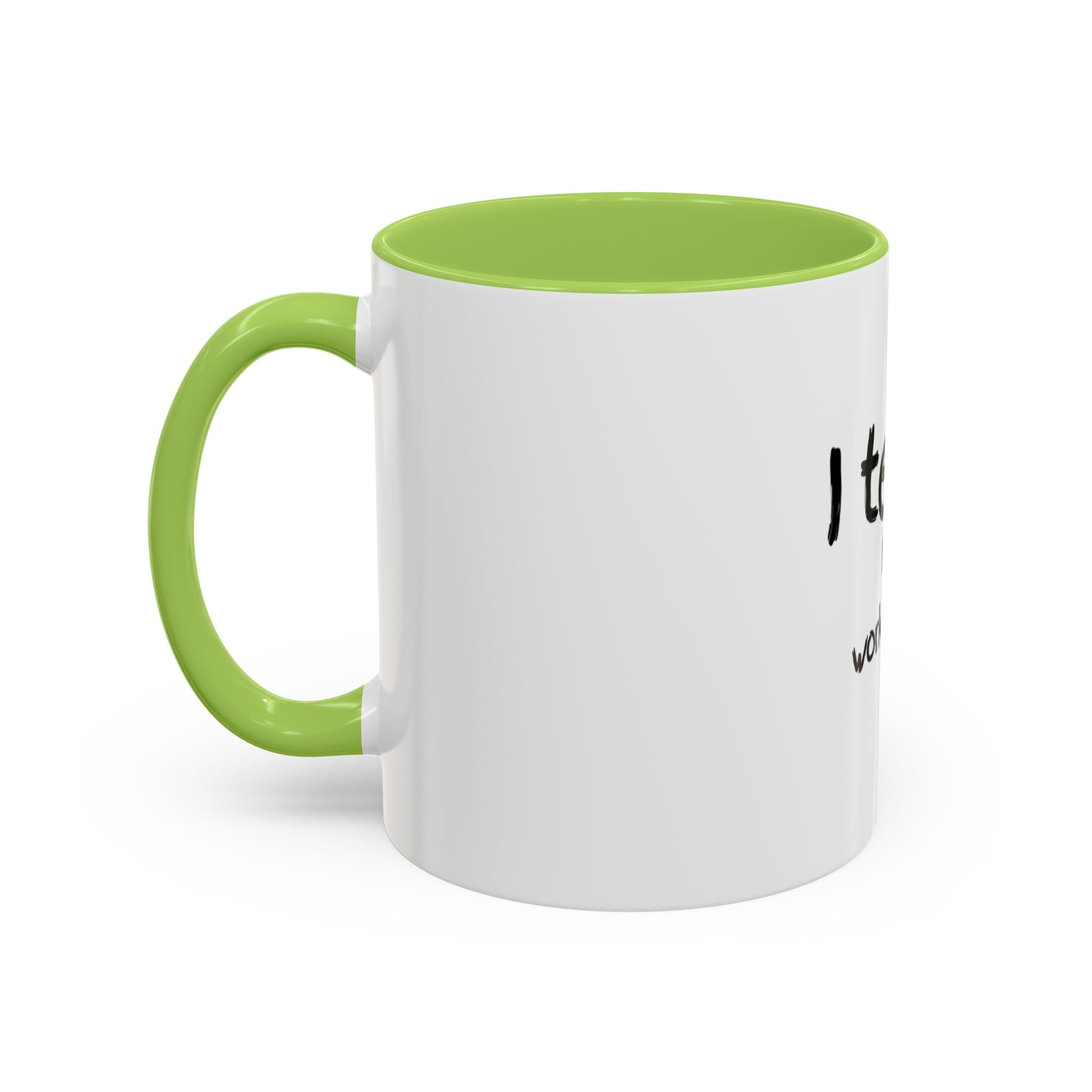 Teacher Coffee Mug — "I teach. It's a work of heart." Accent Black-Trim Mug (11/15oz)