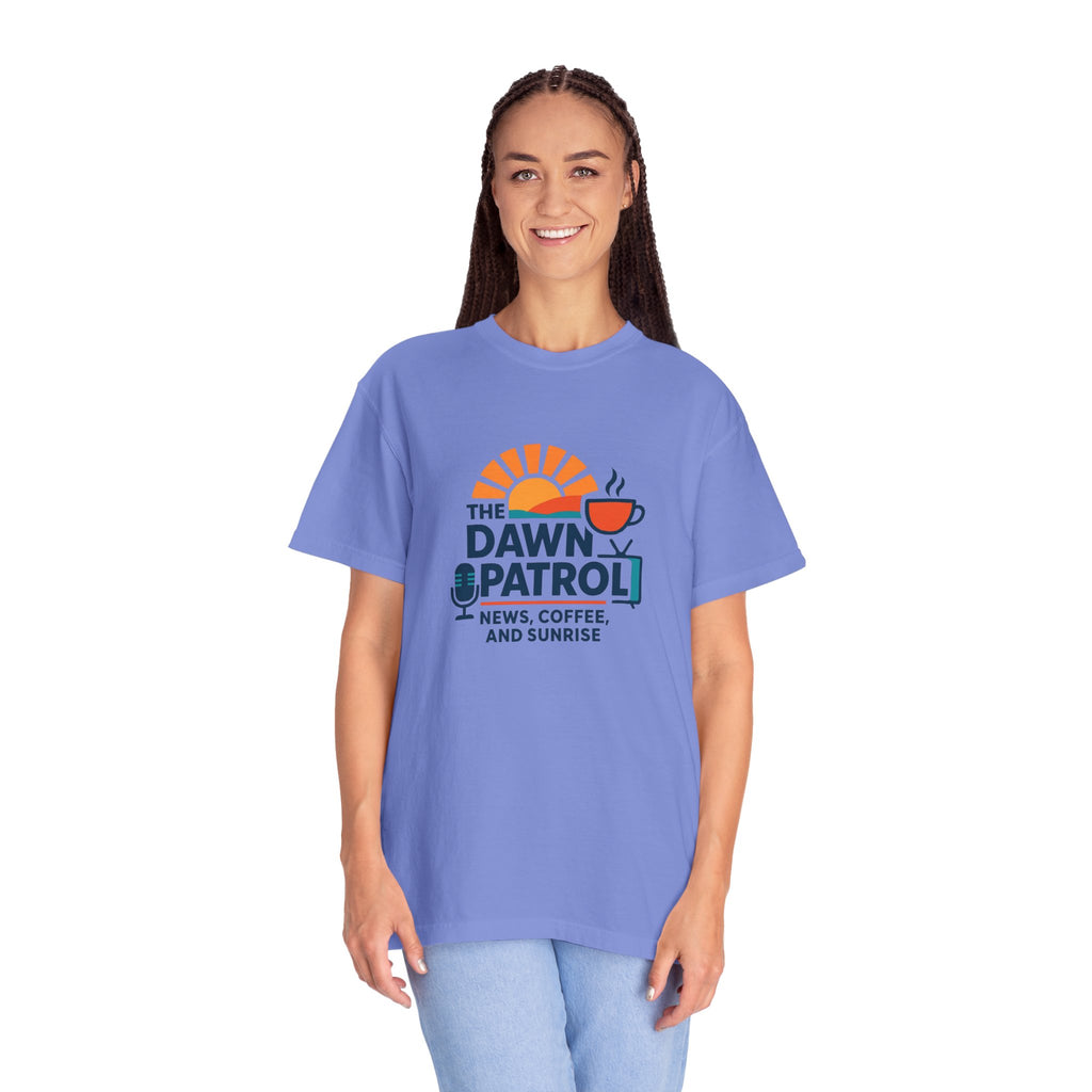 Dawn Patrol T-Shirt — "News, Coffee, and Sunrise" Morning Radio Tee