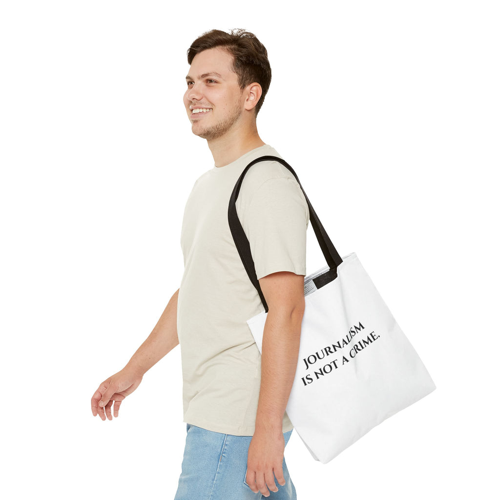 Journalism Is Not a Crime Tote Bag — Protest Statement Canvas Tote