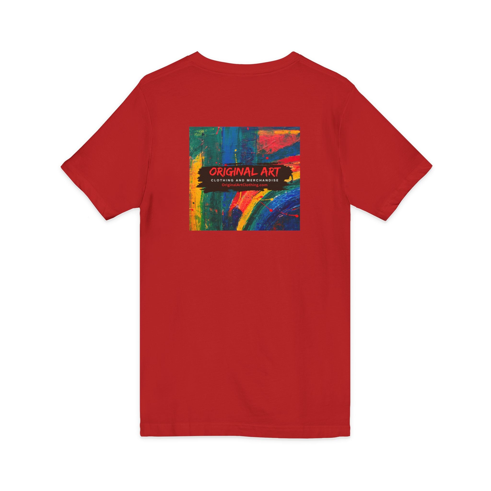 'Fancy" Colorful V-Neck Tee — 'Fancy' Front Script & Original Art Back
