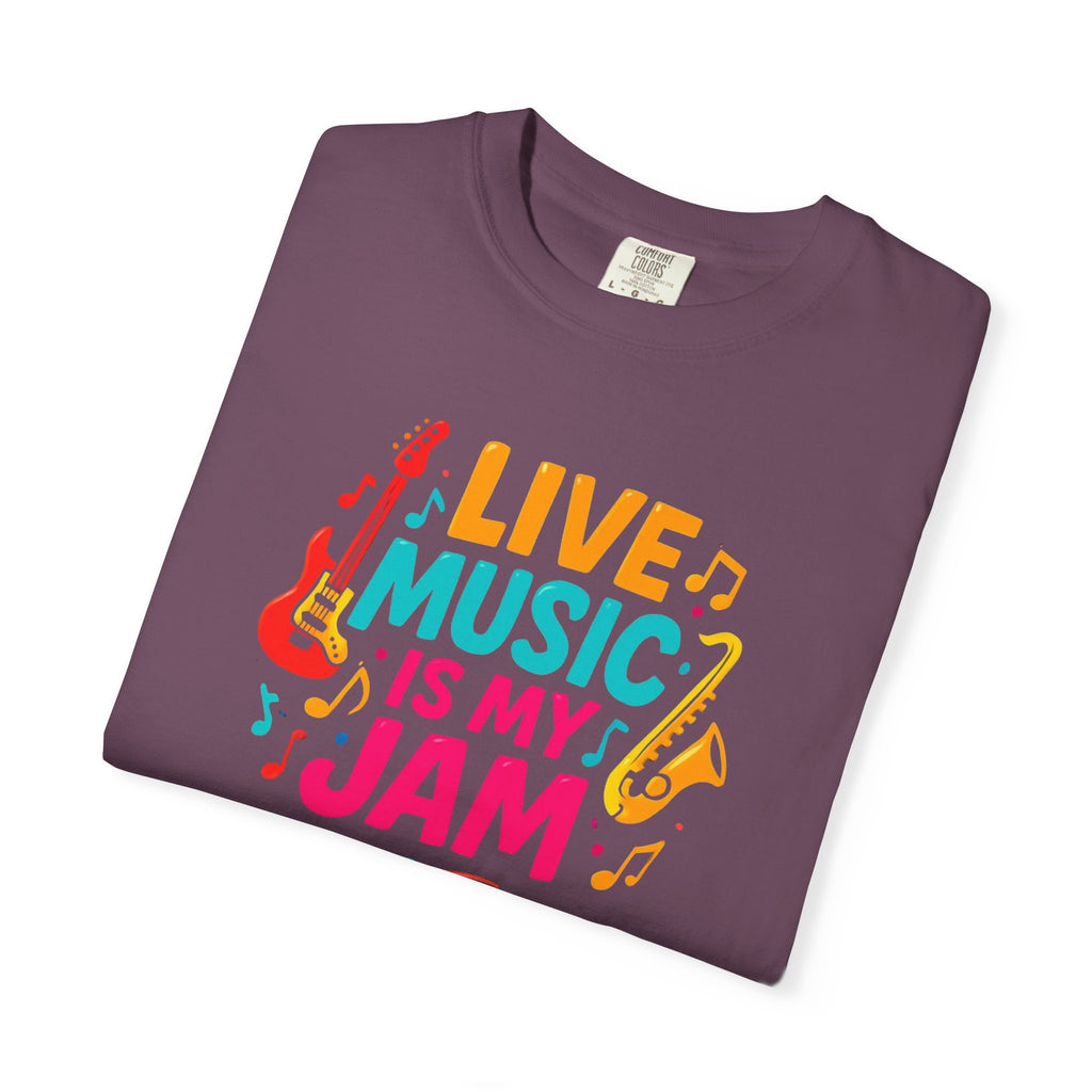 Live Music Is My Jam T-Shirt — Colorful Guitar Music Tee