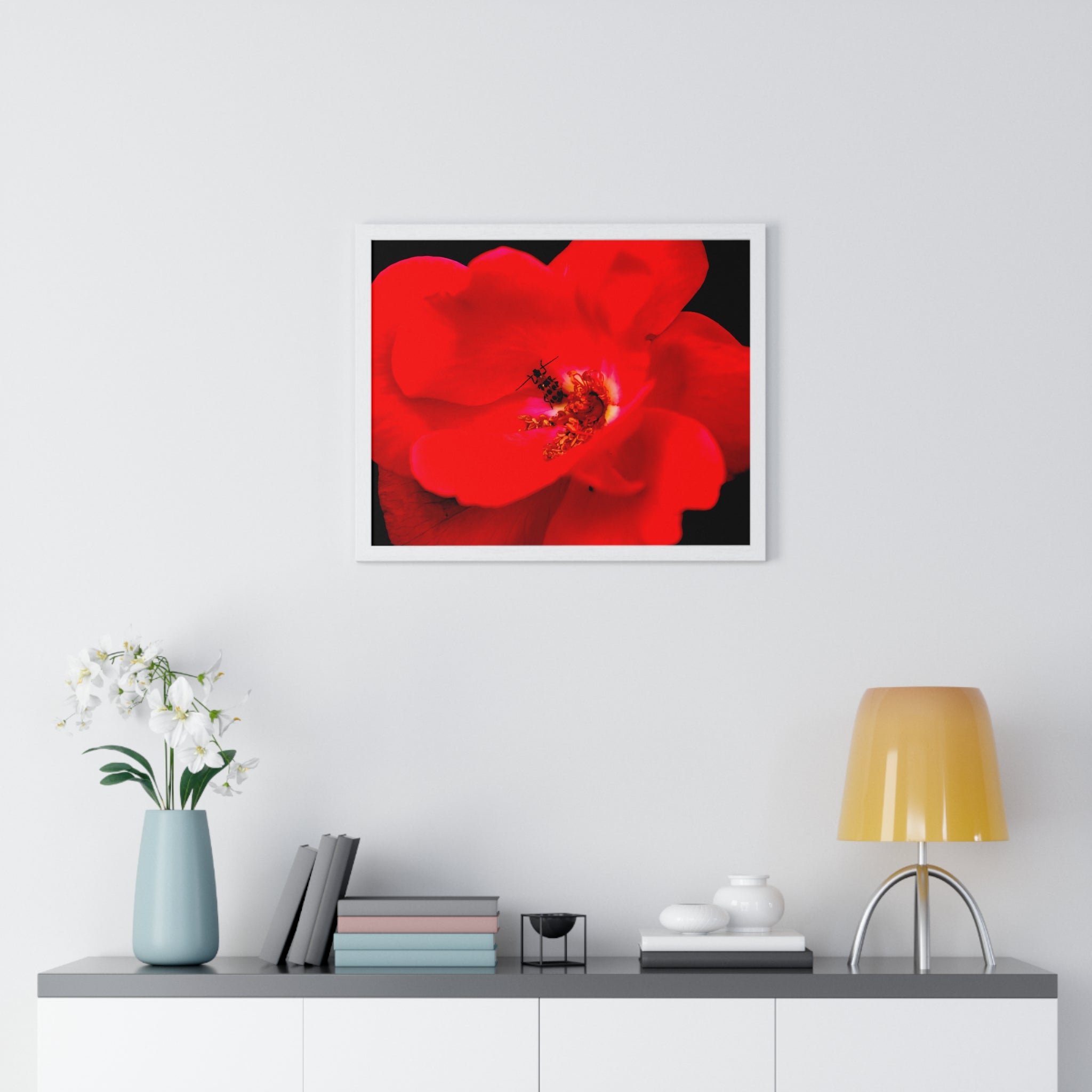 Framed Red Rose Wall Art Poster