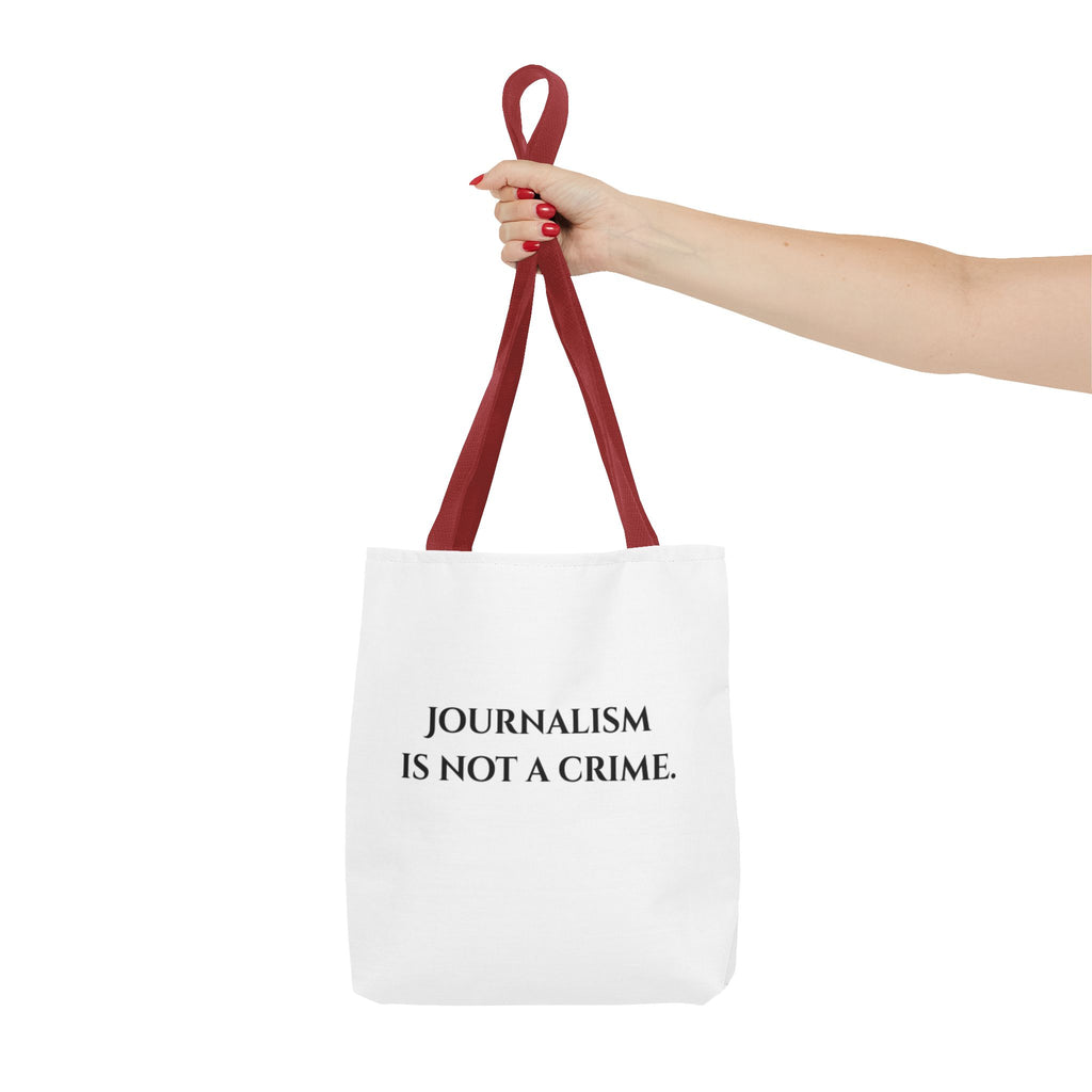 Journalism Is Not a Crime Tote Bag — Protest Statement Canvas Tote