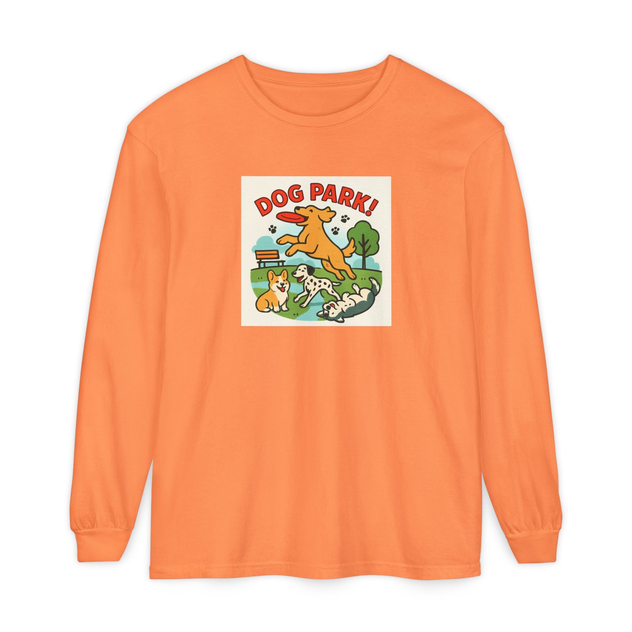 Dog Park Unisex Garment-dyed Long Sleeve T-Shirt