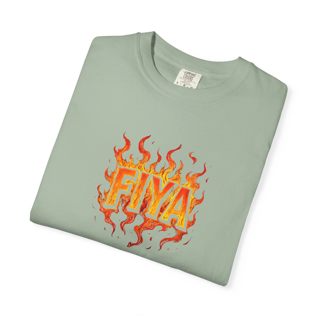 FIYA Flame Graphic T‑Shirt — Retro Fire Lettering Tee (Original Art)