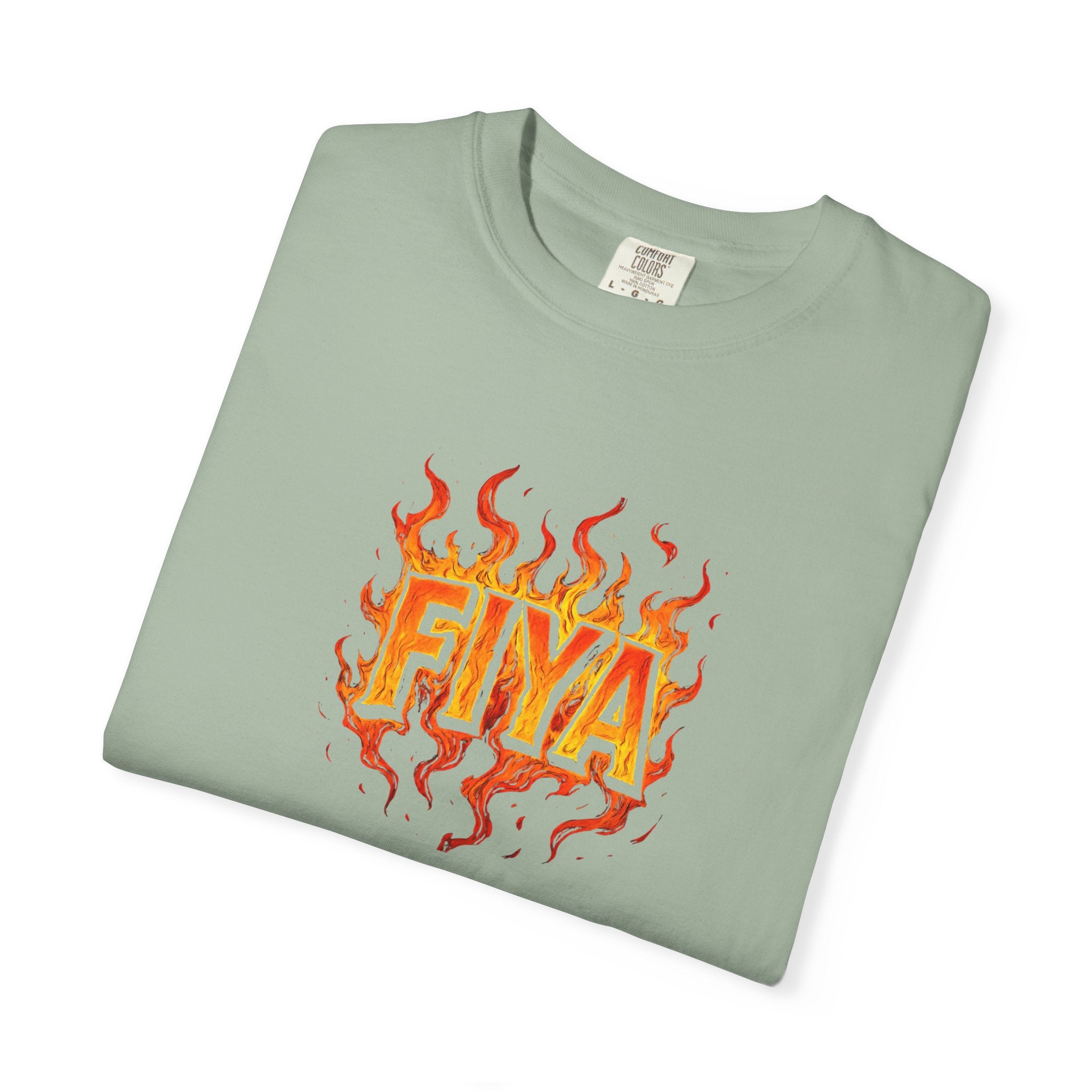 FIYA Flame Graphic T‑Shirt — Retro Fire Lettering Tee (Original Art)