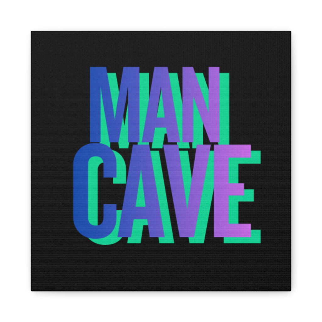 Man Cave Canvas Wall Art — Bold Neon 3D Typography Decor