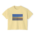 Sunset Horizon Boxy Tee — Women's Crop Graphic Tee