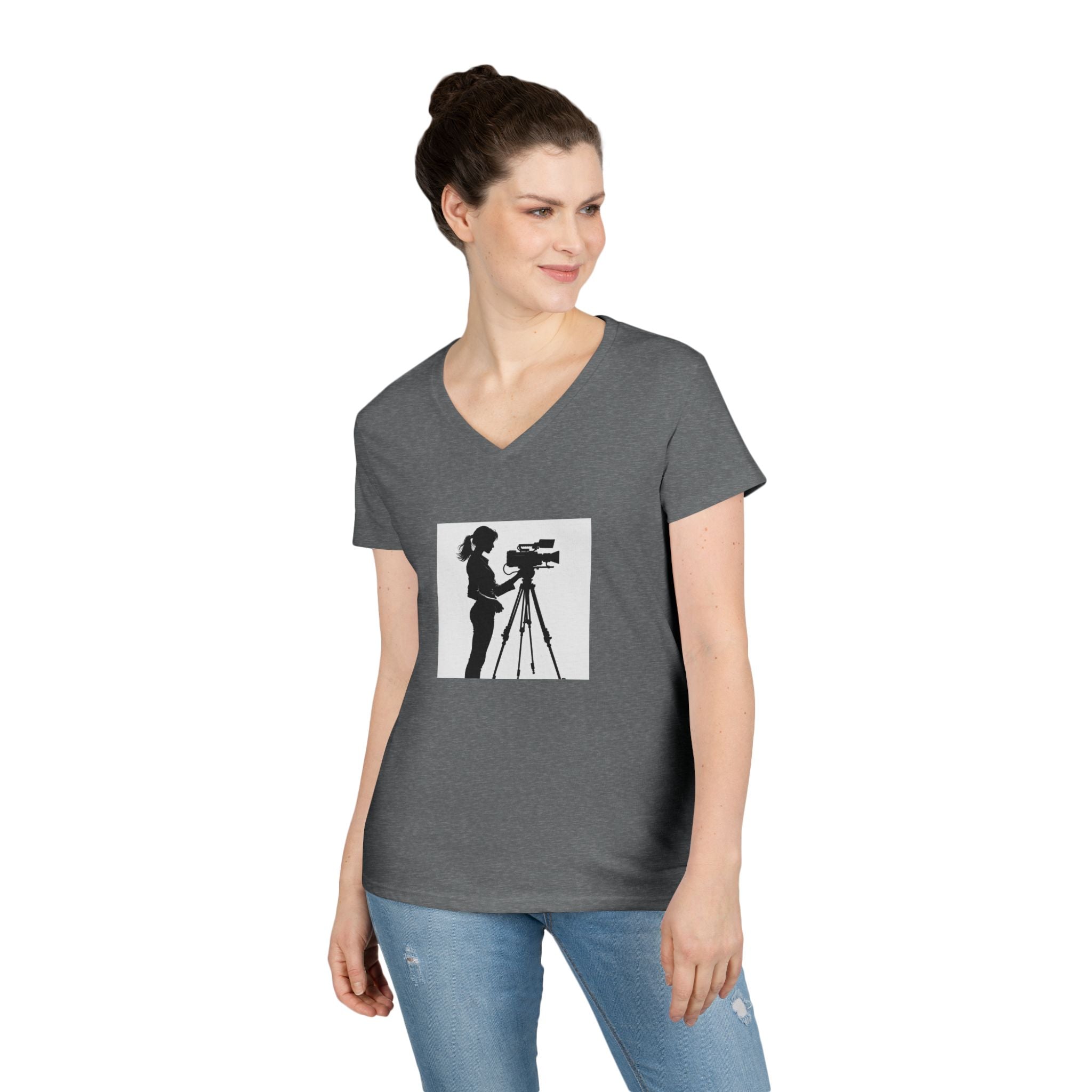 "Behind Every Great Story is Great Video "Camerawoman V-Neck Tee