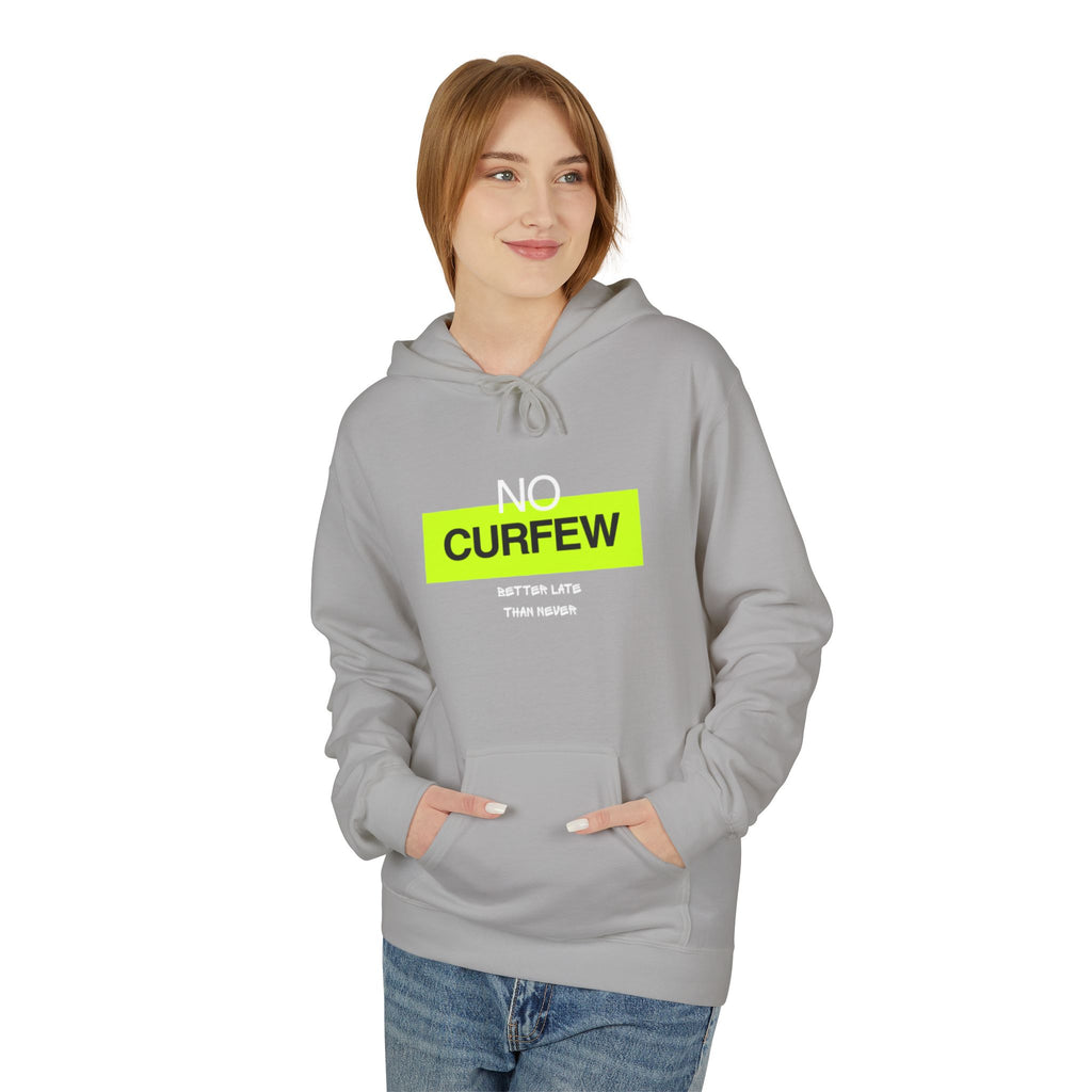 No Curfew Hoodie, Fun Casual Wear, Unisex Fleece Sweatshirt, Perfect Gift for Teens, Relaxed Lounge Apparel, Streetwear Style
