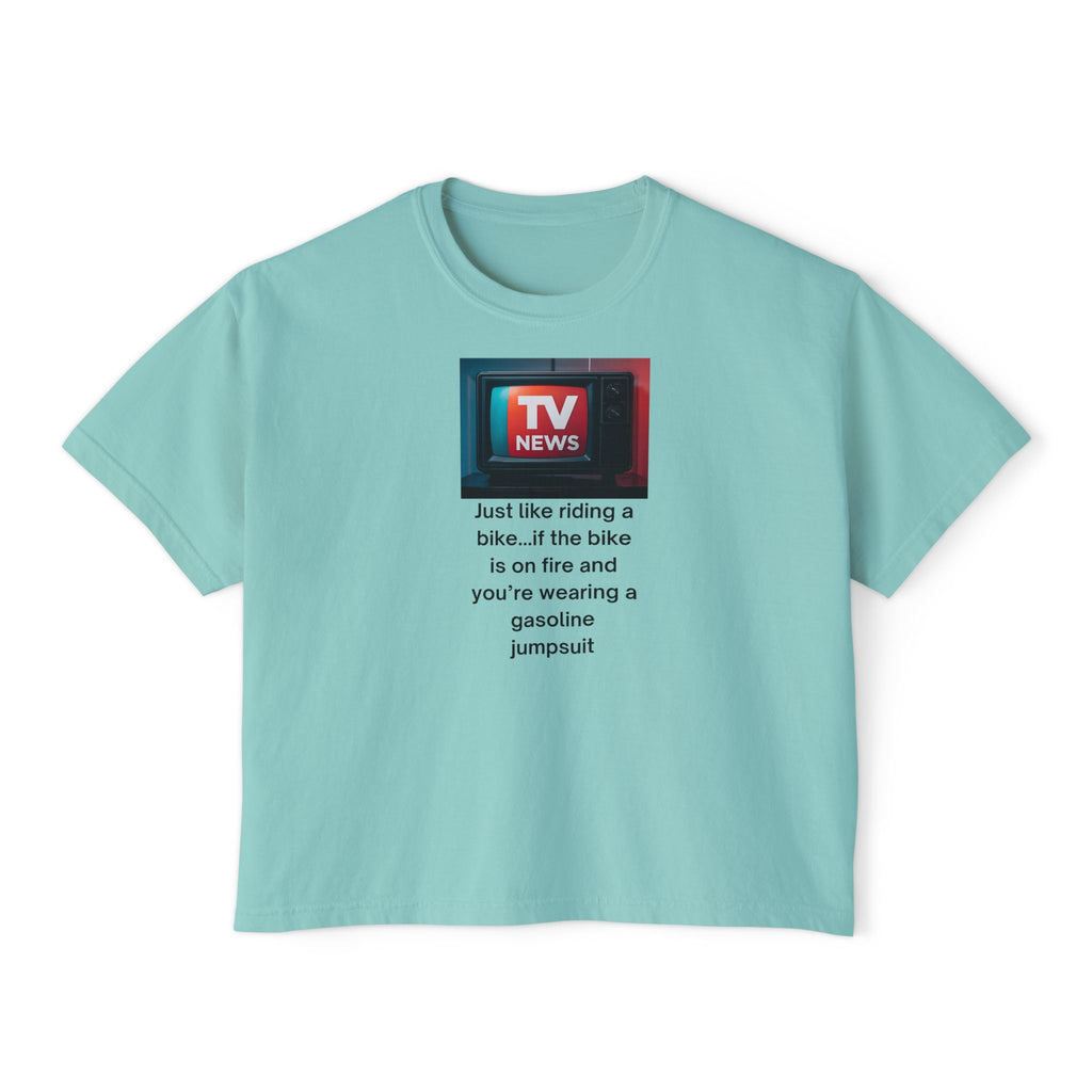 TV News Inspired Women's Boxy Tee, Casual Graphic Tee, Unique Gift for News Lovers, Funny Quote Shirt, Trendy Everyday Wear