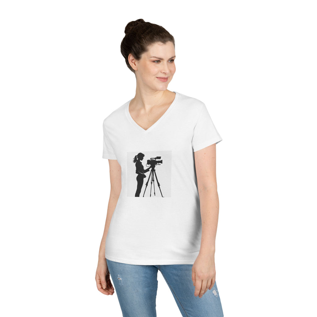 "Behind Every Great Story is Great Video "Camerawoman V-Neck Tee