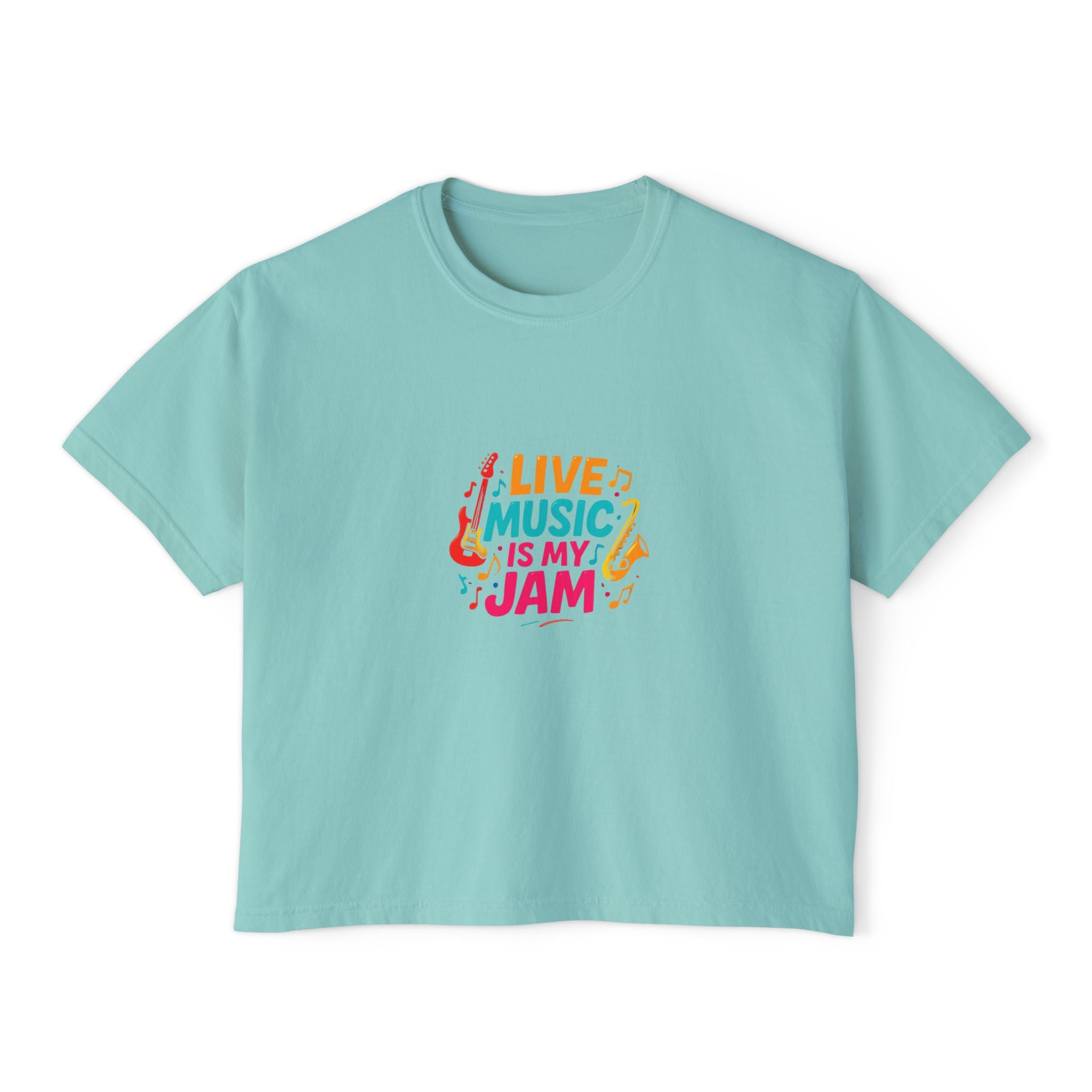 Live Music Is My Jam Boxy Tee — Women's Cropped Graphic Concert T‑Shirt
