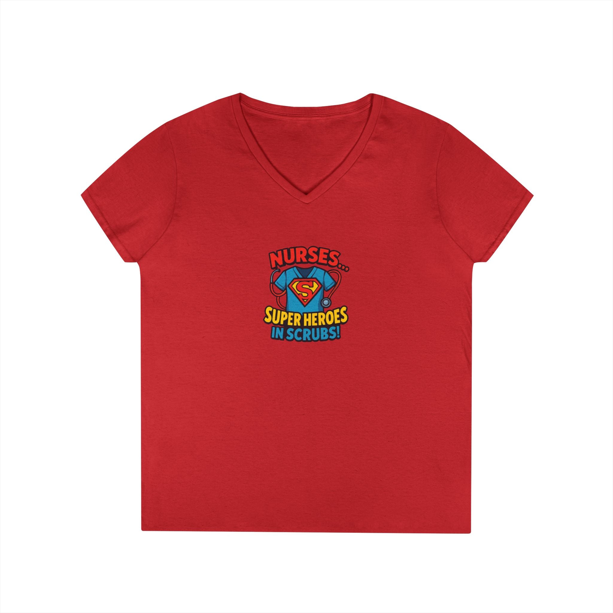 Nurse Superhero V‑Neck Tee — "Nurses Super Heroes in Scrubs"