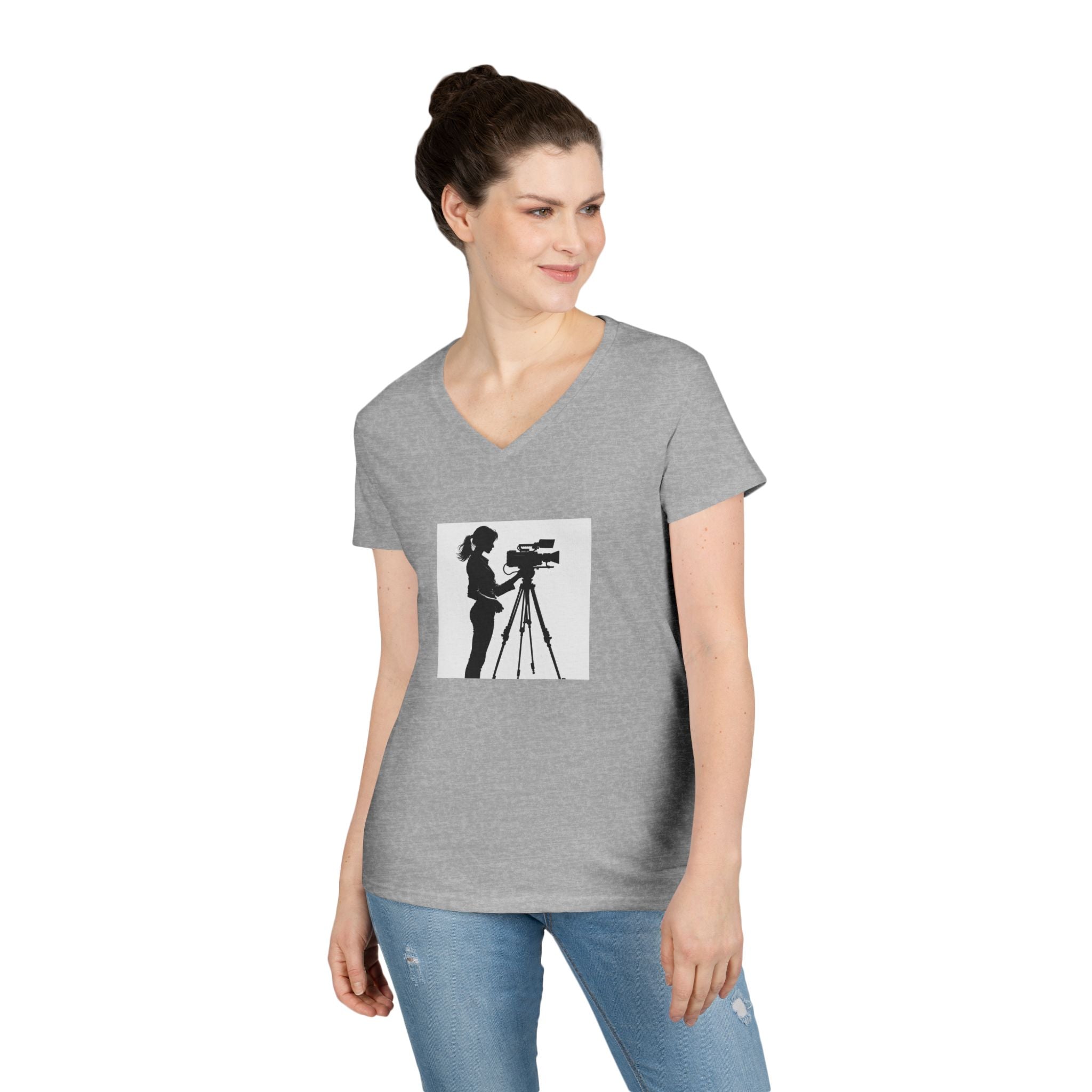 "Behind Every Great Story is Great Video "Camerawoman V-Neck Tee