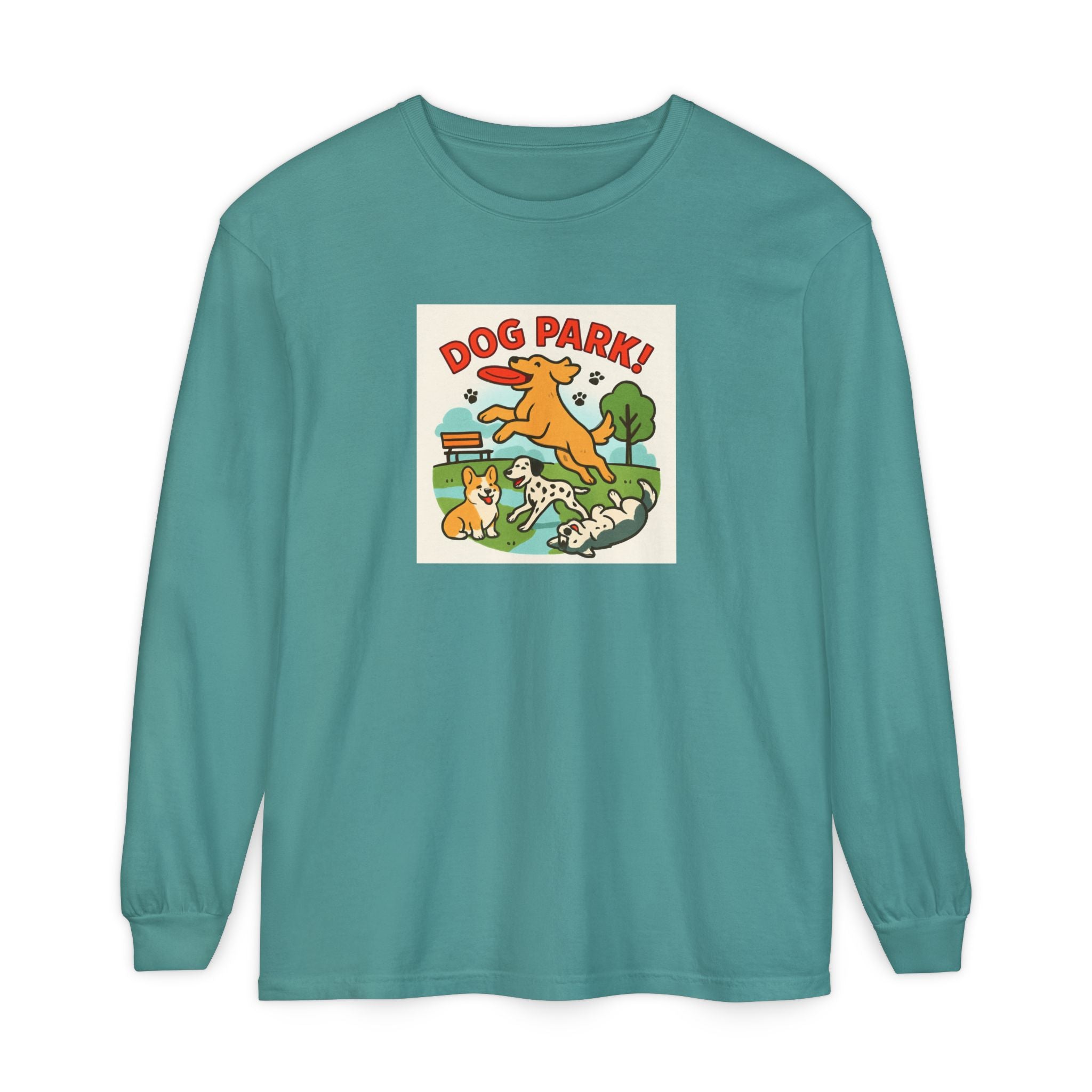 Dog Park Unisex Garment-dyed Long Sleeve T-Shirt