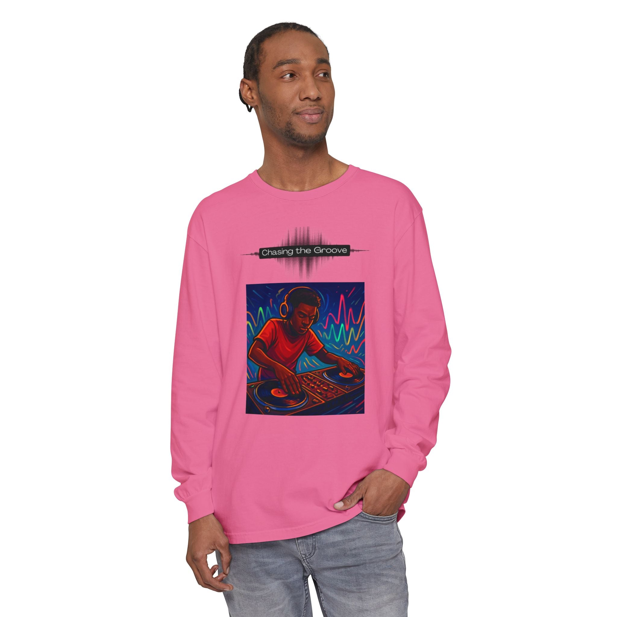 "Chasing the Groove" Long Sleve T-Shirt  Minimal Front + Original Art Back