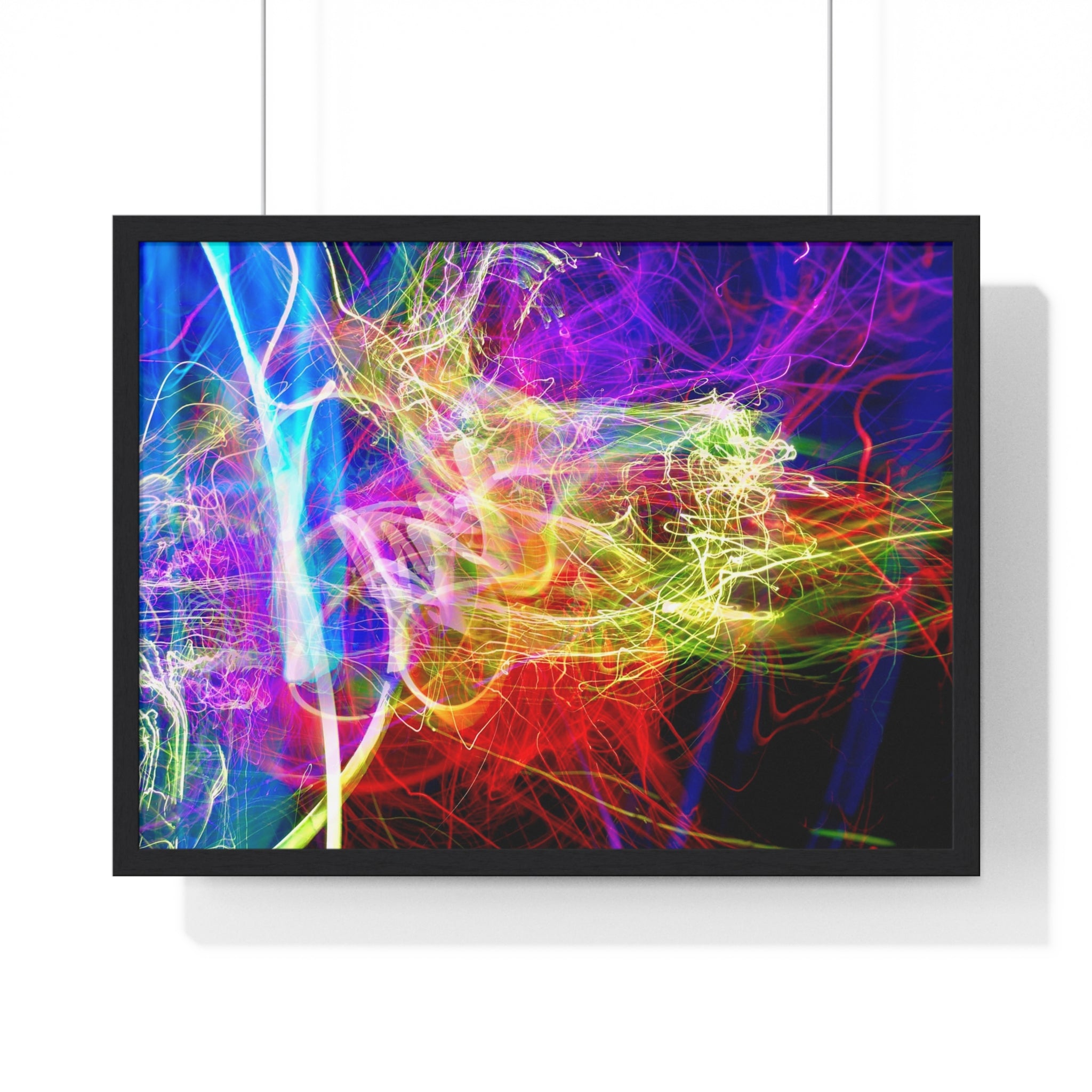 Abstract Light Painting Photography Framed Poster — Vibrant Colorful Wall Art