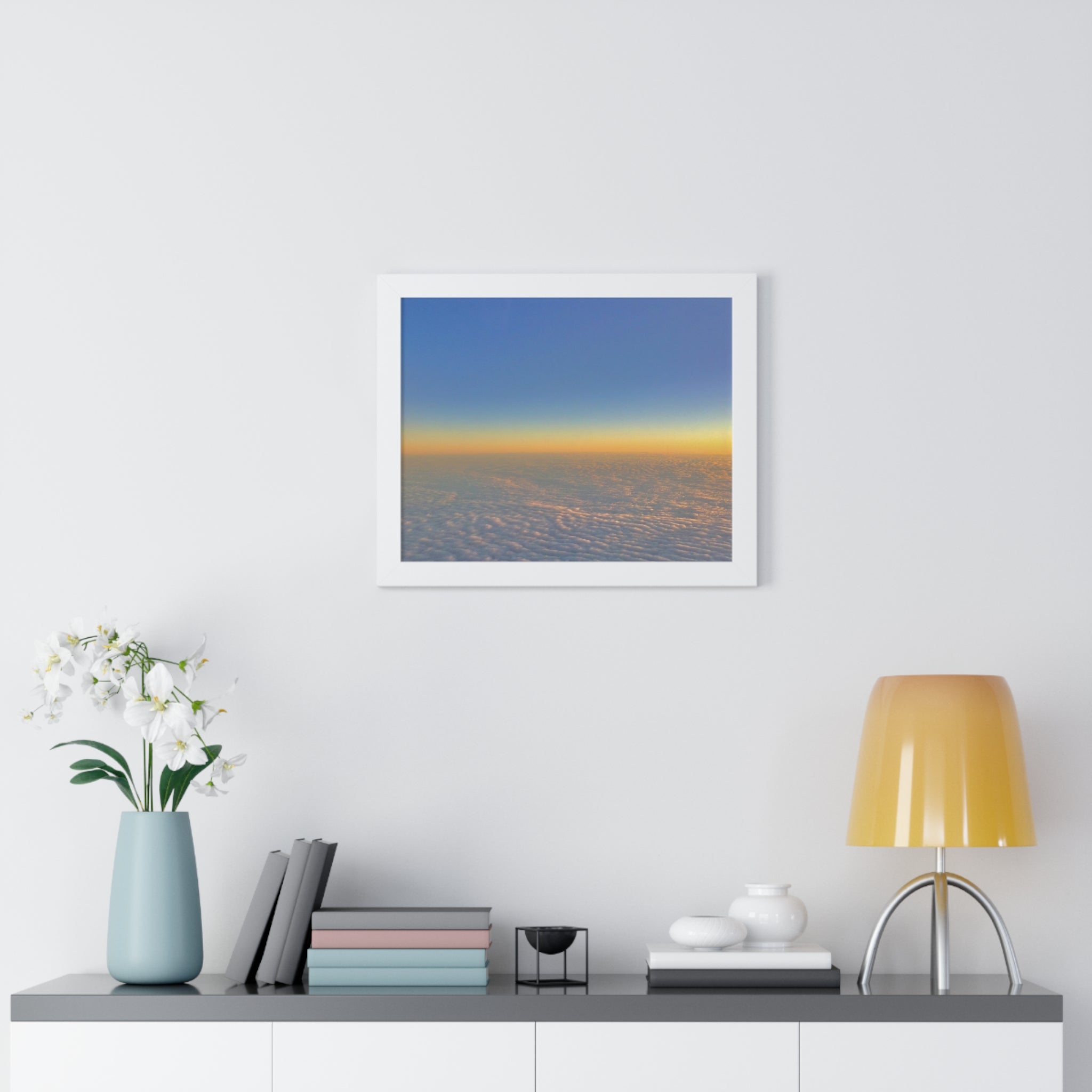 Sunset Over Clouds Framed Horizontal Poster
