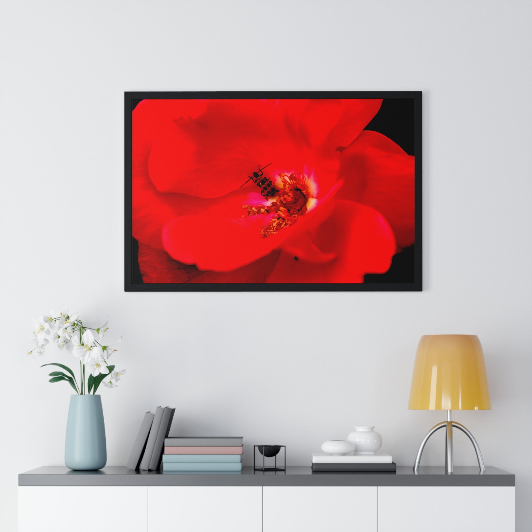 Framed Red Rose Wall Art Poster