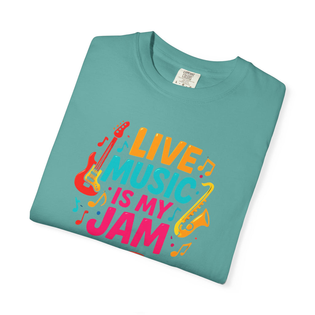 Live Music Is My Jam T-Shirt — Colorful Guitar Music Tee
