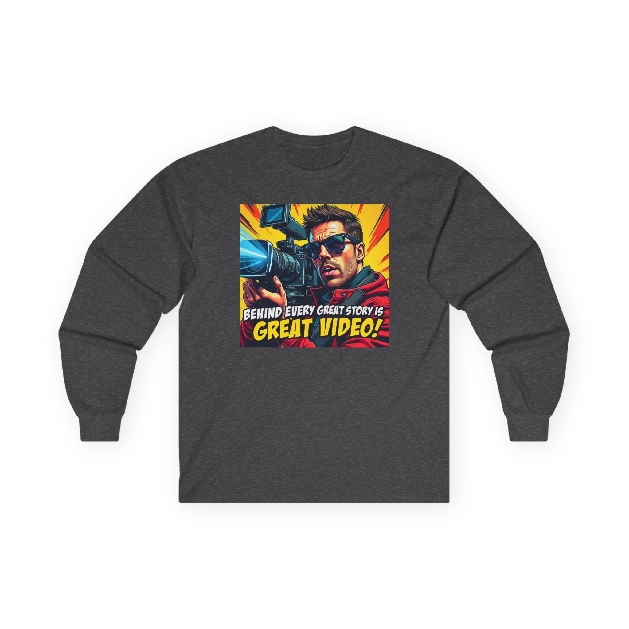 TV News Videographers: Behind Every Great Story is Great Video Long Sleeve Tee, Unisex Cotton Tee, Graphic Tee, Casual Wear, Gift for Videographers, Movie Lovers